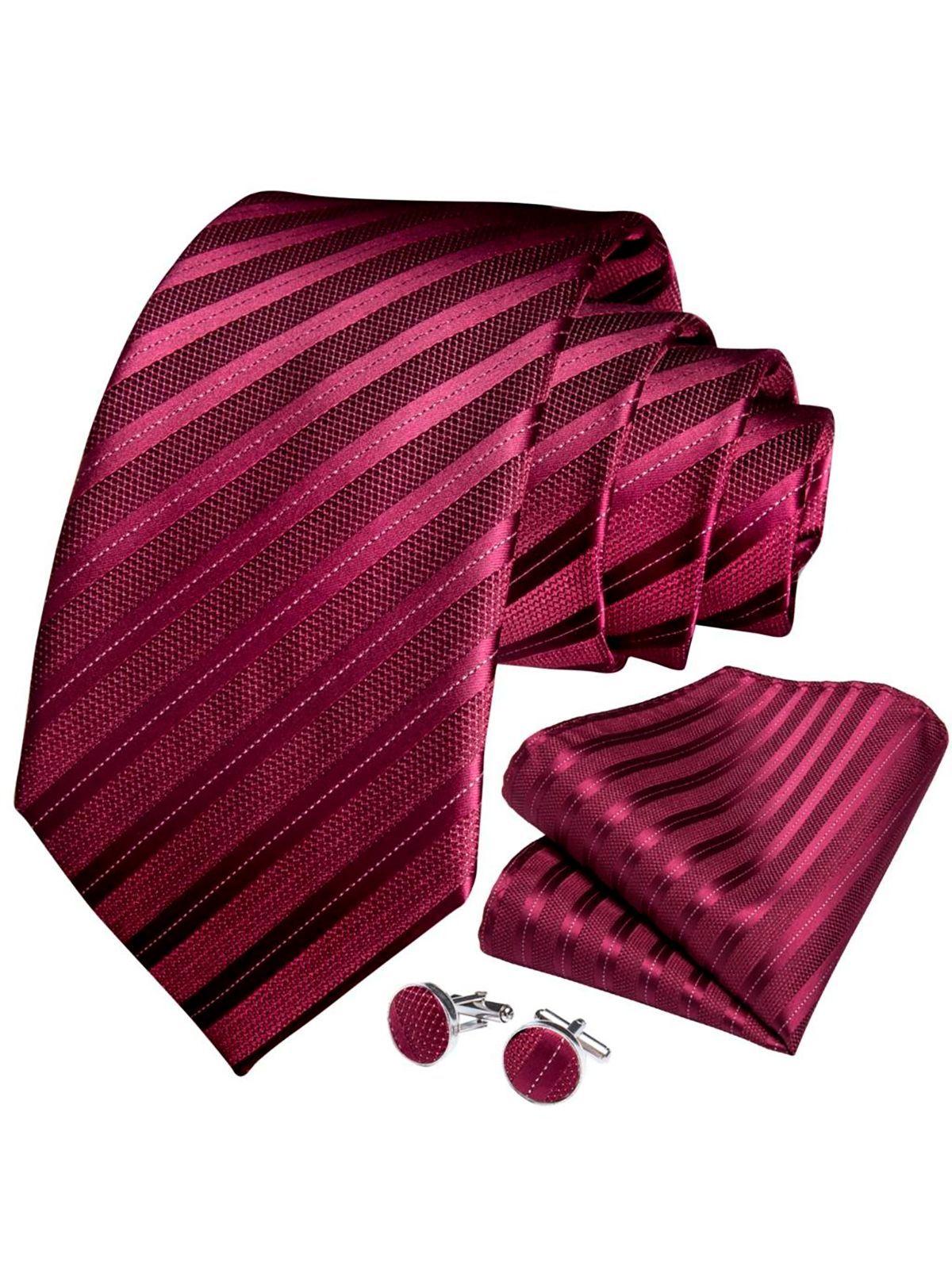 Set Corbata + Paño + Collera formal hombre. Modelo Vinotinto-0