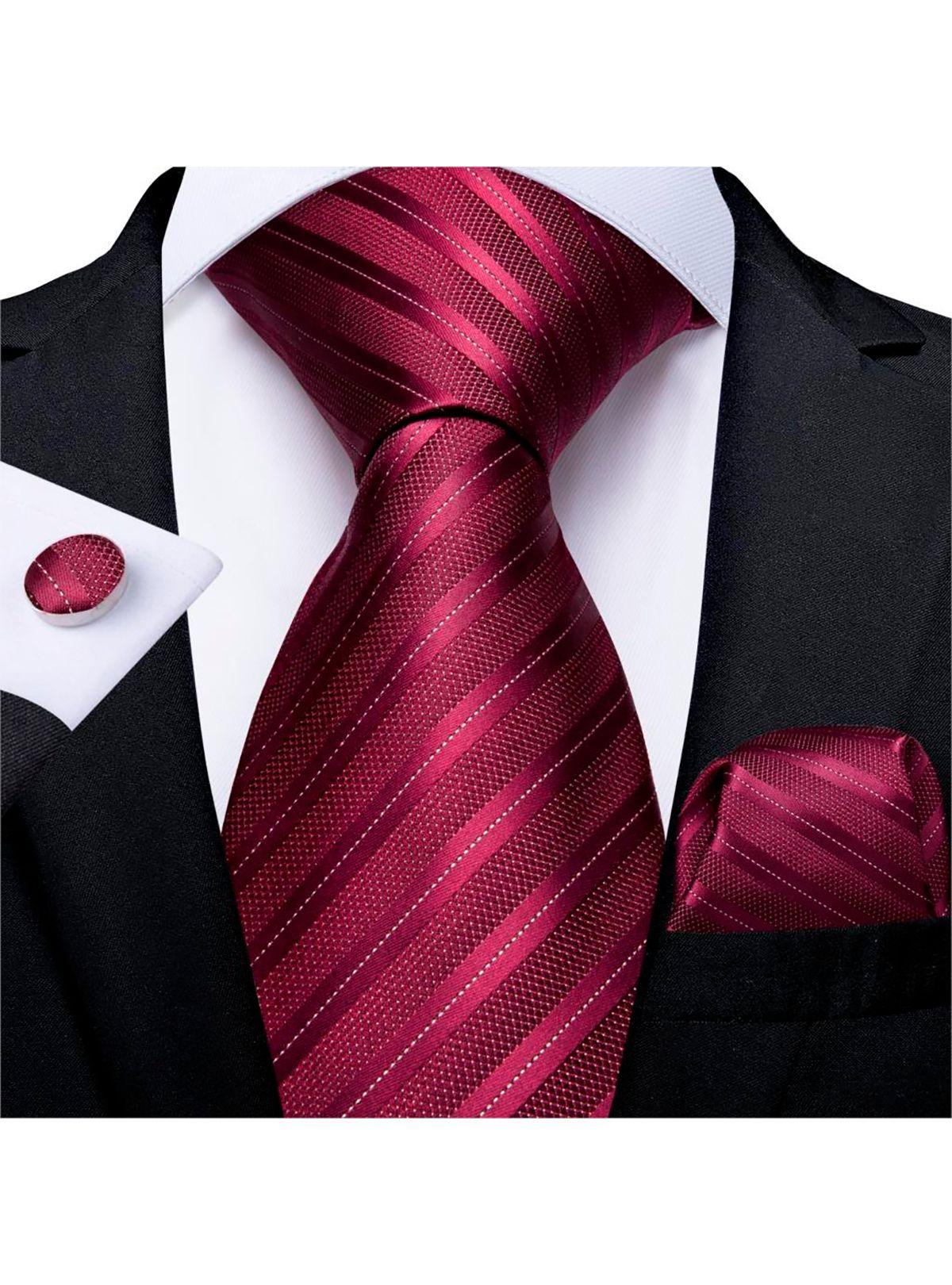 Set Corbata + Paño + Collera formal hombre. Modelo Vinotinto-1