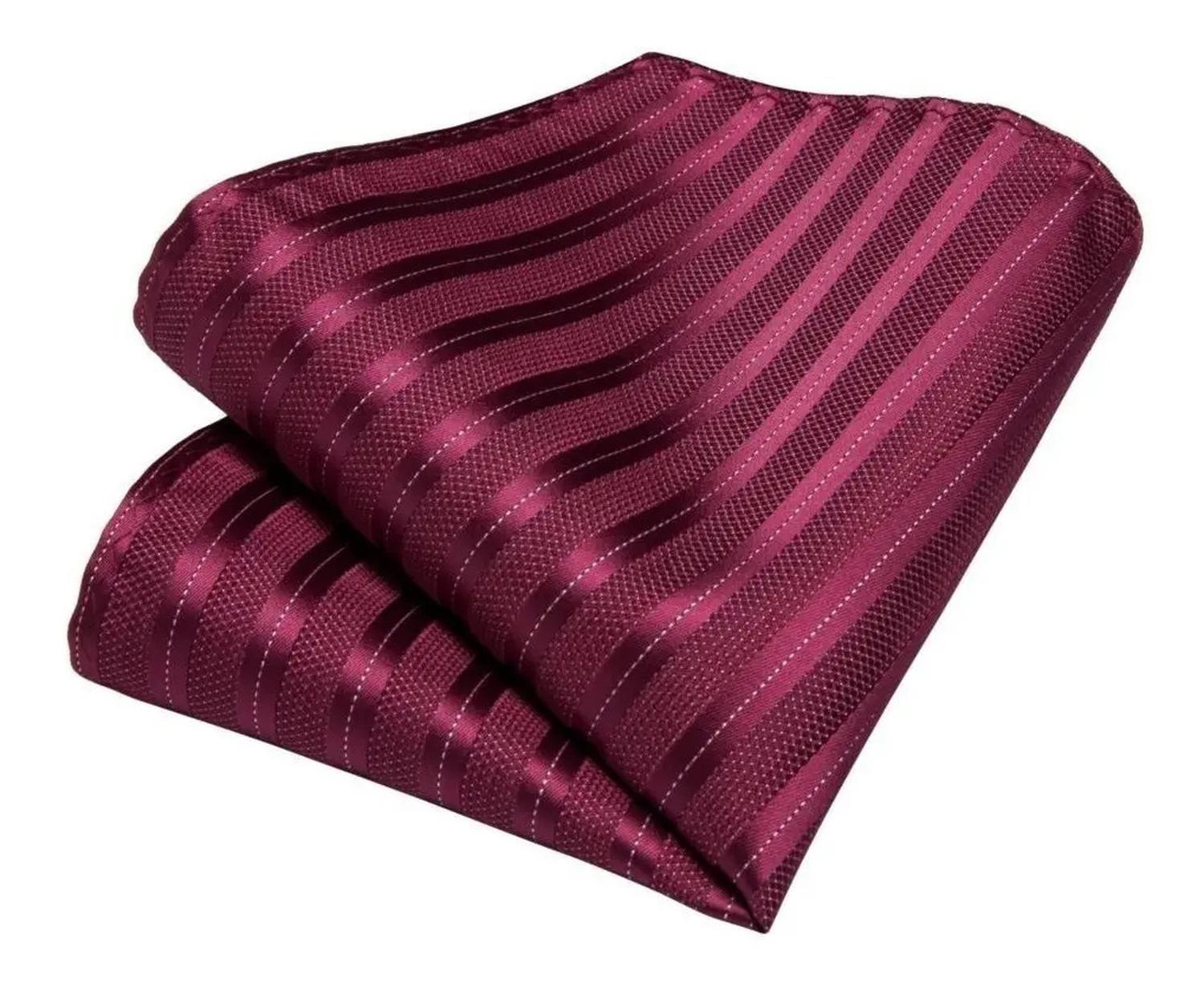 Corbata VInotinto Seda Hombres, Paño Y Colleras Vinotinto-3