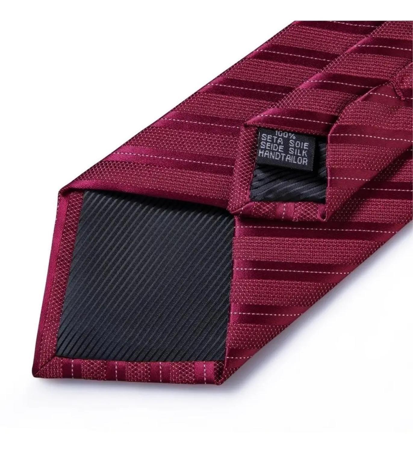 Corbata VInotinto Seda Hombres, Paño Y Colleras Vinotinto-4