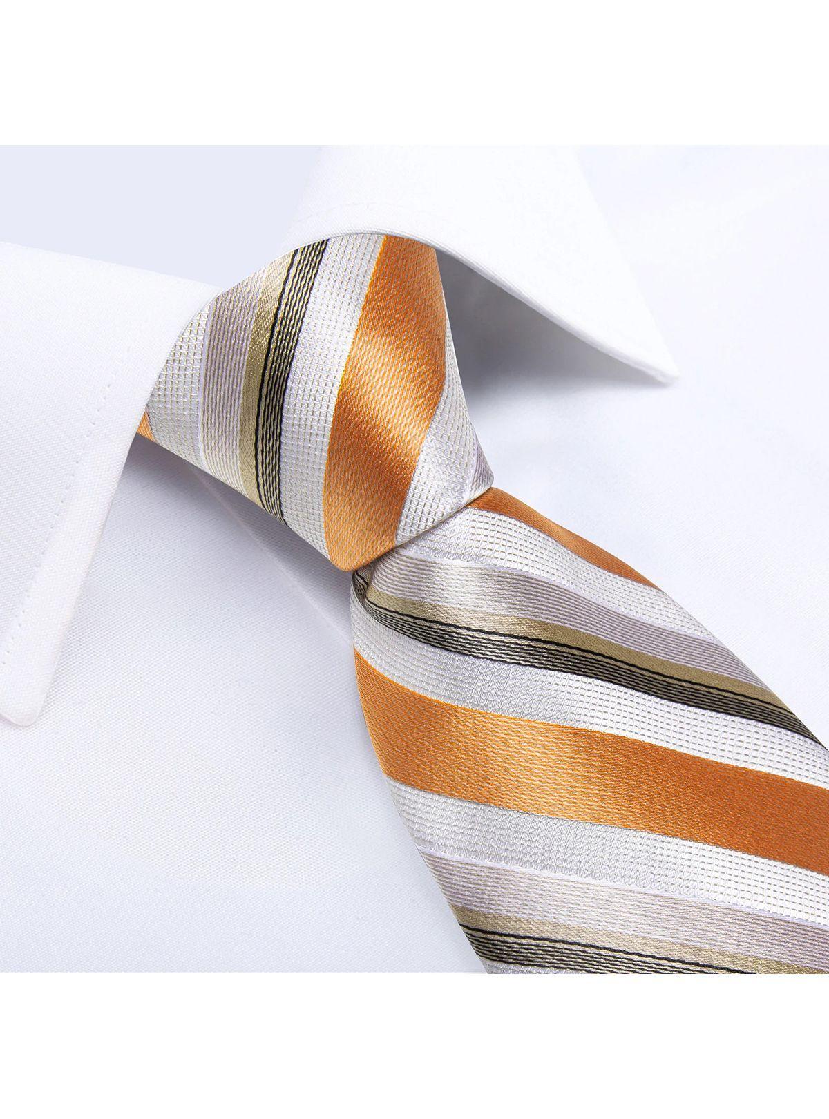 Corbata Hombre Seda con paño y colleras. Modelo Naranjo Primavera-2