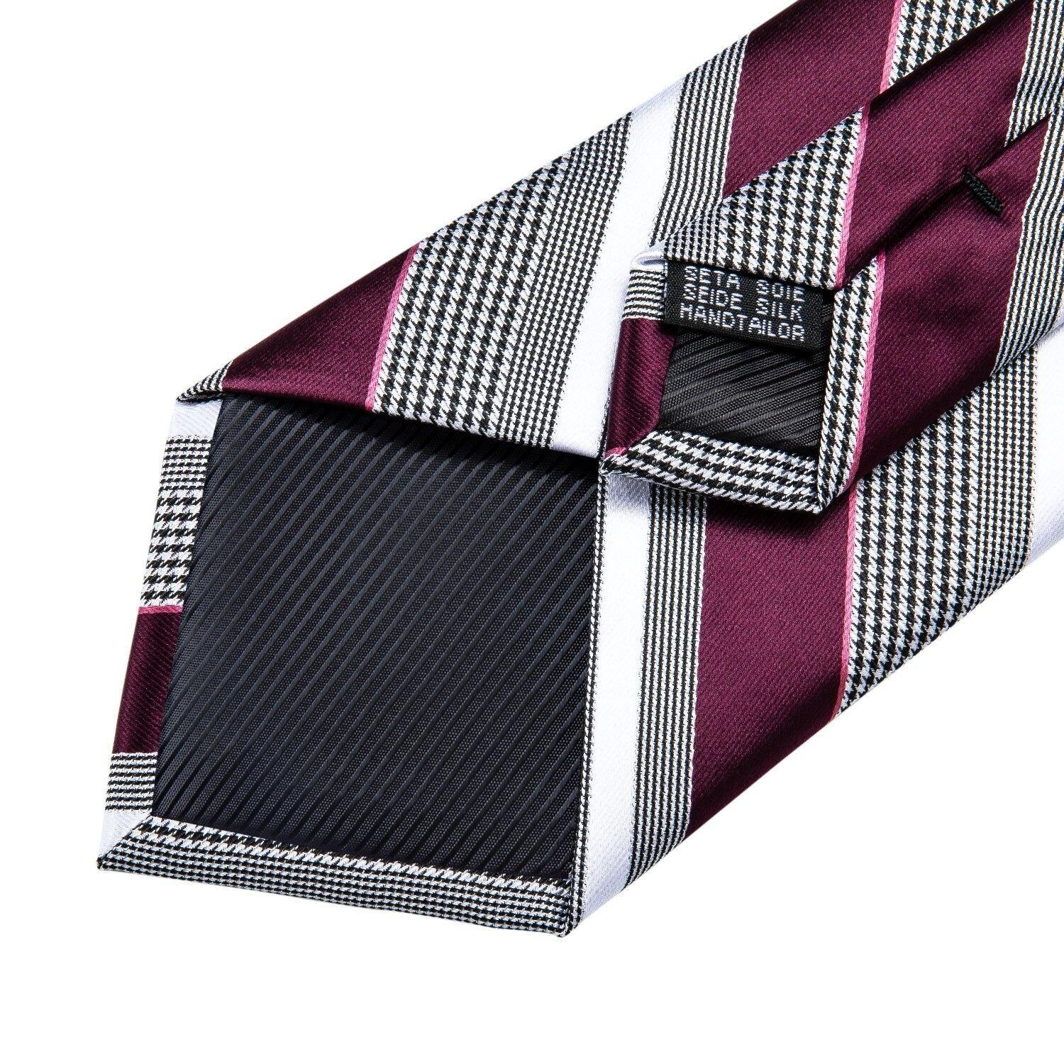 Corbata a rayas formal seda hombre paño y colleras Sangría gris-3