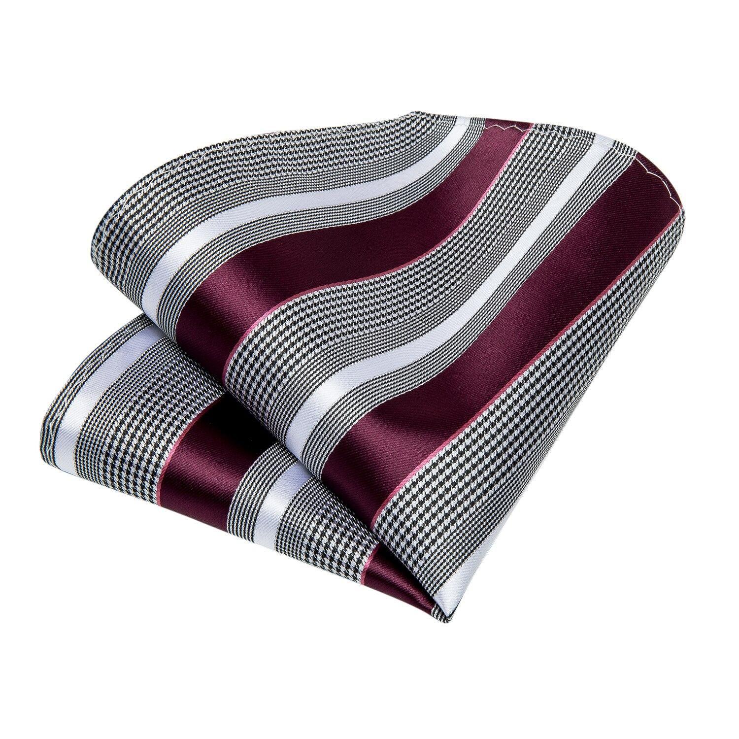 Corbata a rayas formal seda hombre paño y colleras Sangría gris-4