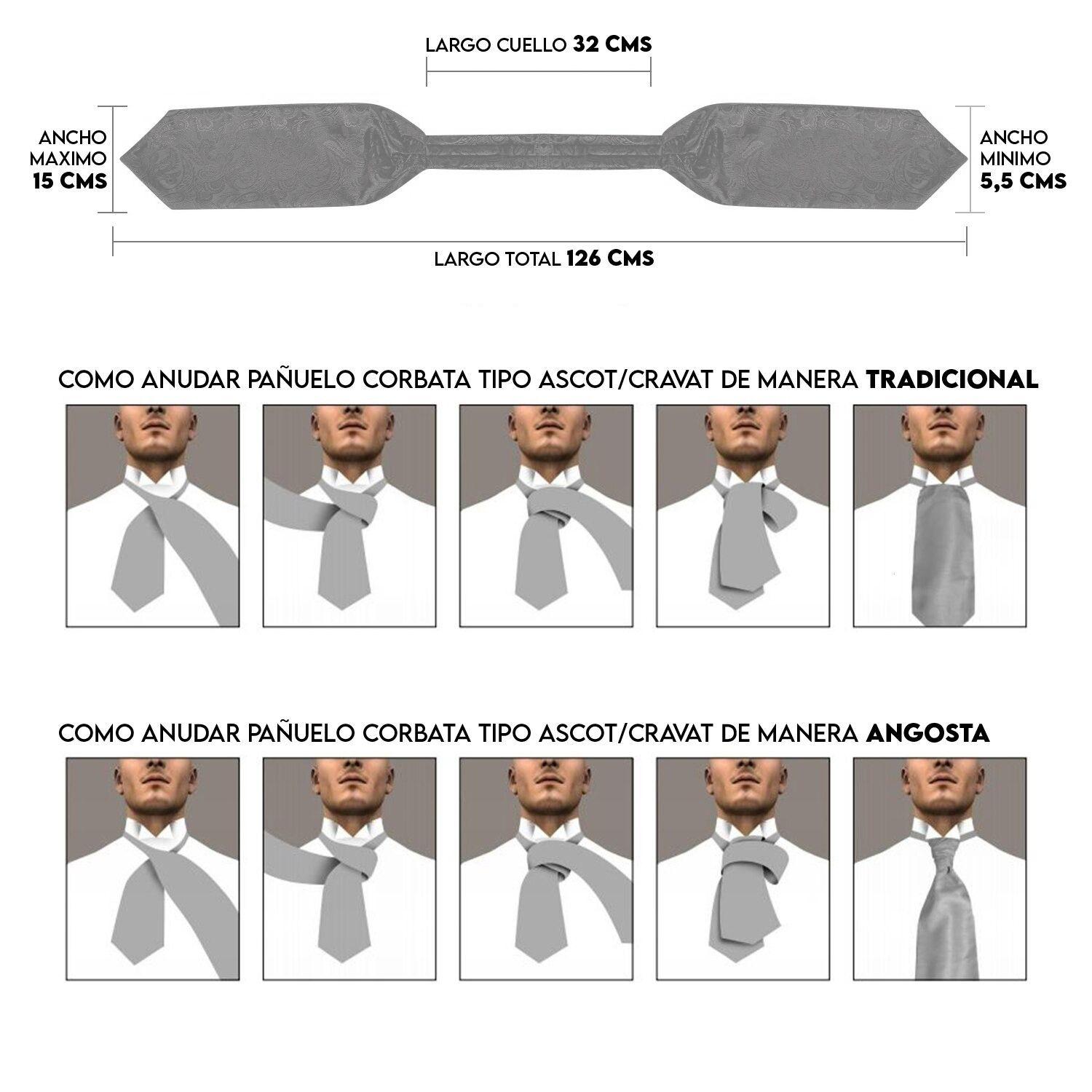 Corbata Gruesa Ascot + Paño + Colleras hombre. Celeste Manantial-5