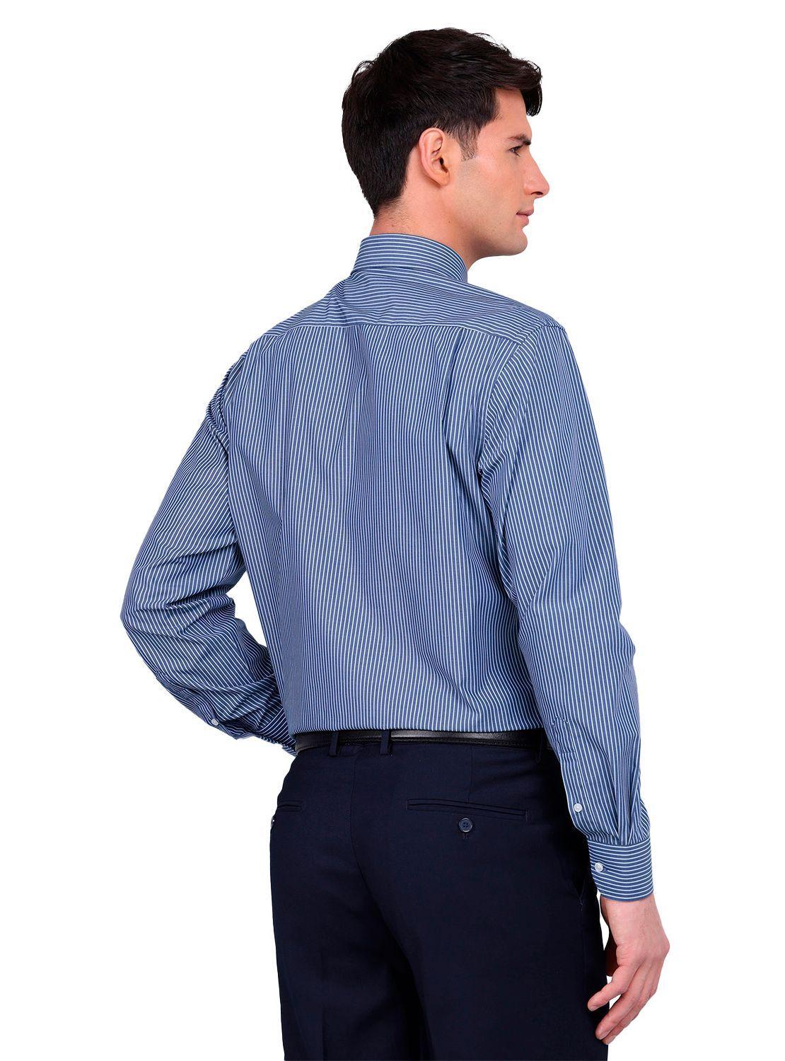 Camisa Van Heusen Formal a Rayas con bolsillo Tailored Fit Azul Oscuro y Blanco-2