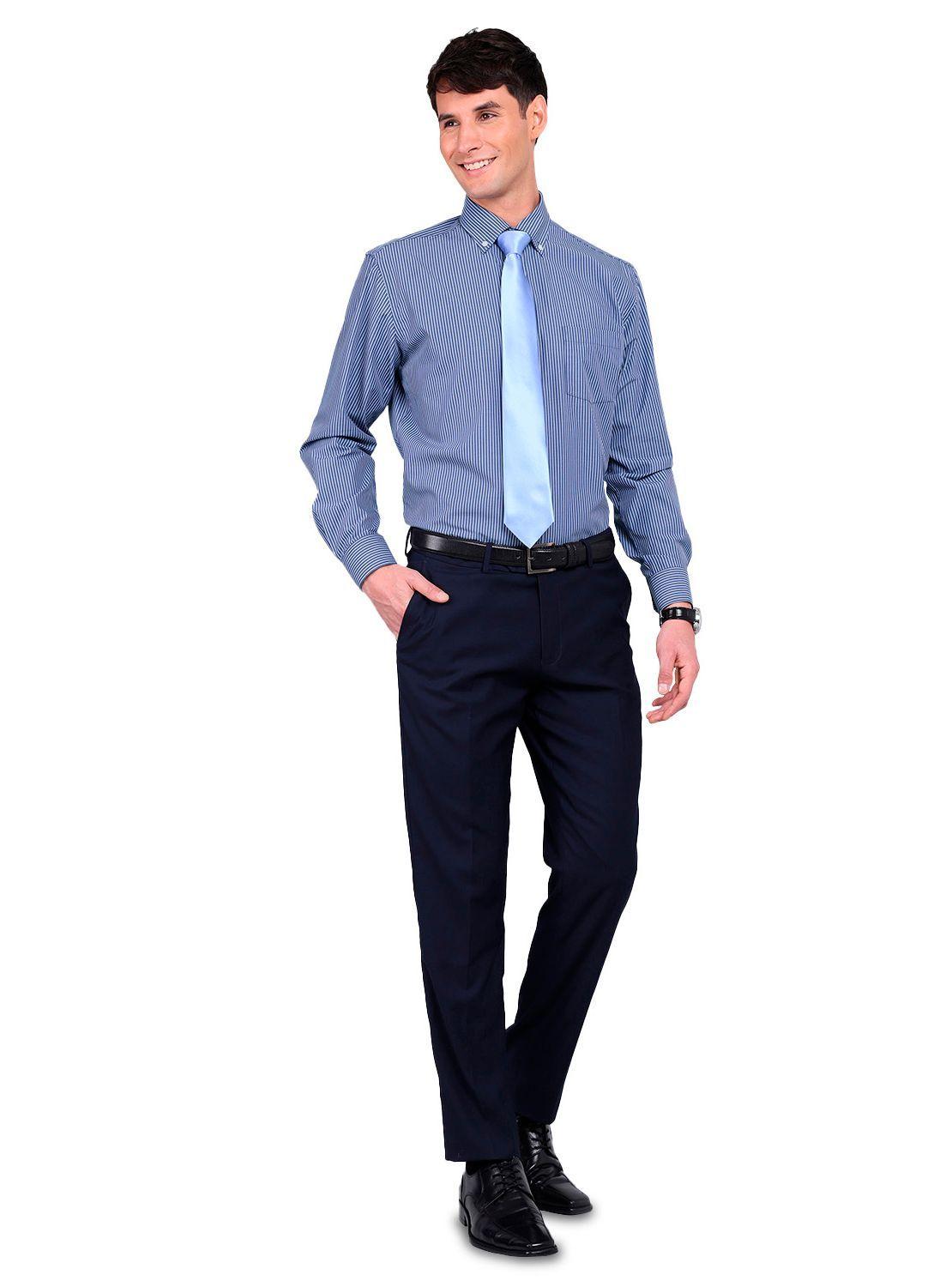 Camisa Van Heusen Formal a Rayas con bolsillo Tailored Fit Azul Oscuro y Blanco-3