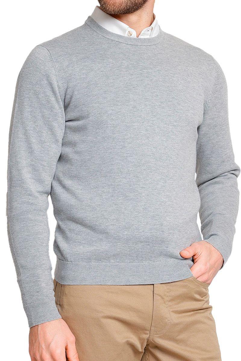 Sweater Gris Chaleco Hombre Slim Fit Cuello Redondo Semiformal Oficina-4