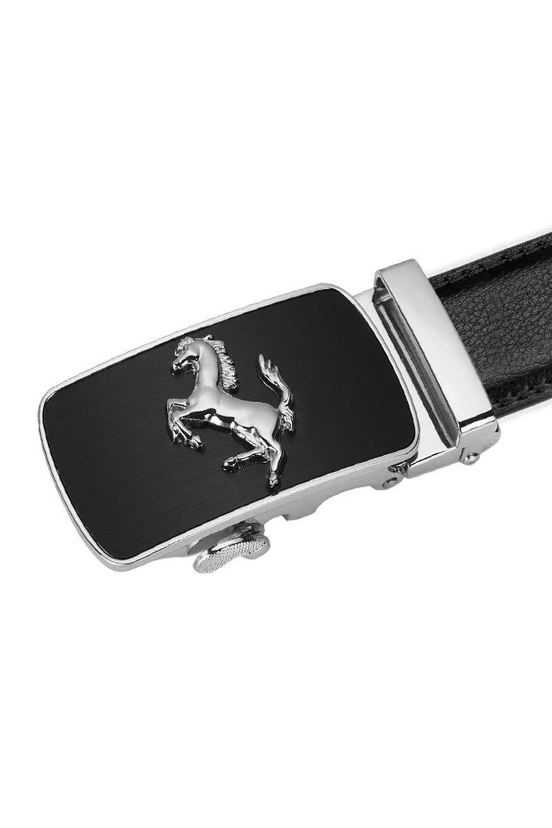 Cinturon ejecutivo automatico cuero negro hombre. Cavallino Plateado-1