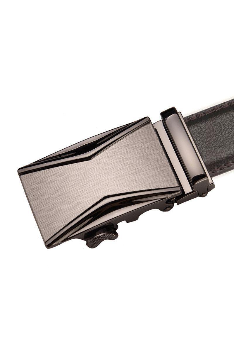 Cinturon ejecutivo automatico cuero café hombre. Slim Plated-1