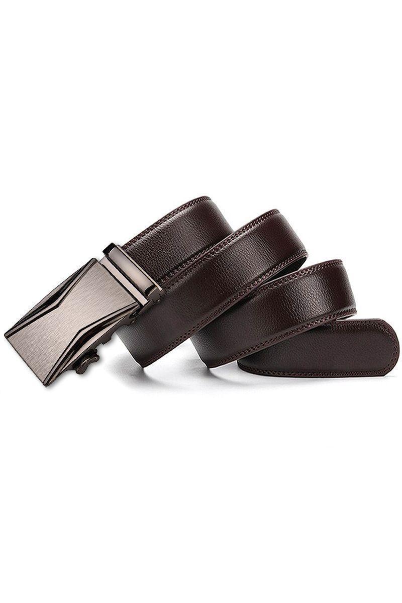 Cinturon ejecutivo automatico cuero café hombre. Slim Plated-0