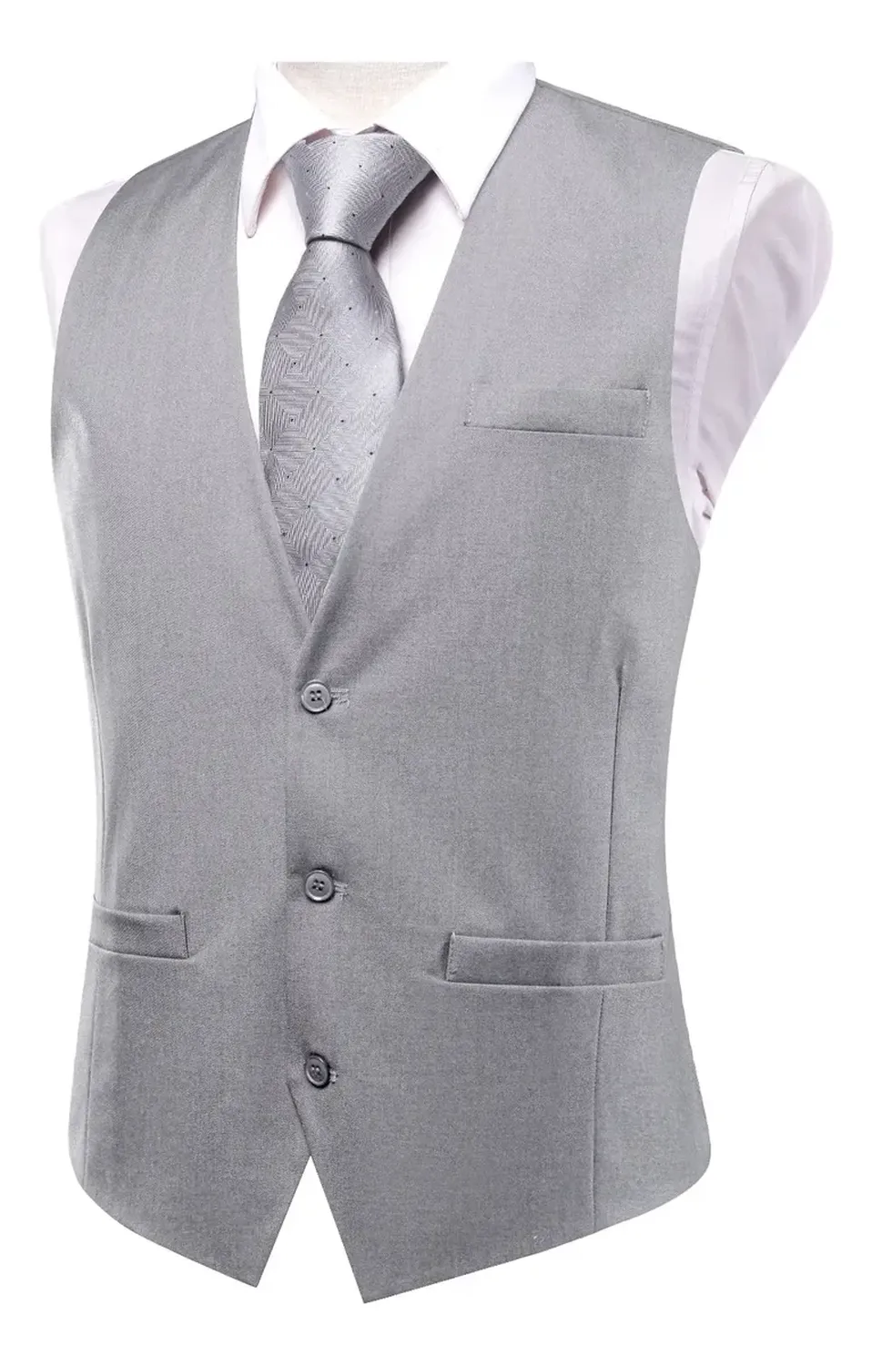 Chaleco Gilet Hombre. Chaqueta Formal Sin Mangas Matrimonio XL Gris 3 botones-0