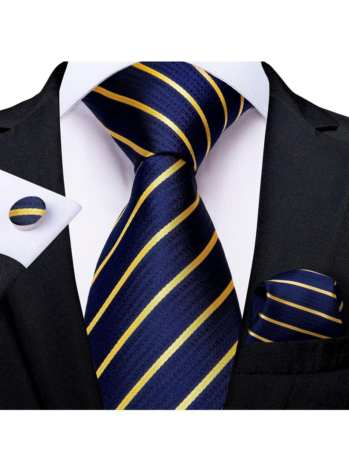 Set Corbata + Paño + Collera formal hombre. Modelo Blue Golden-1