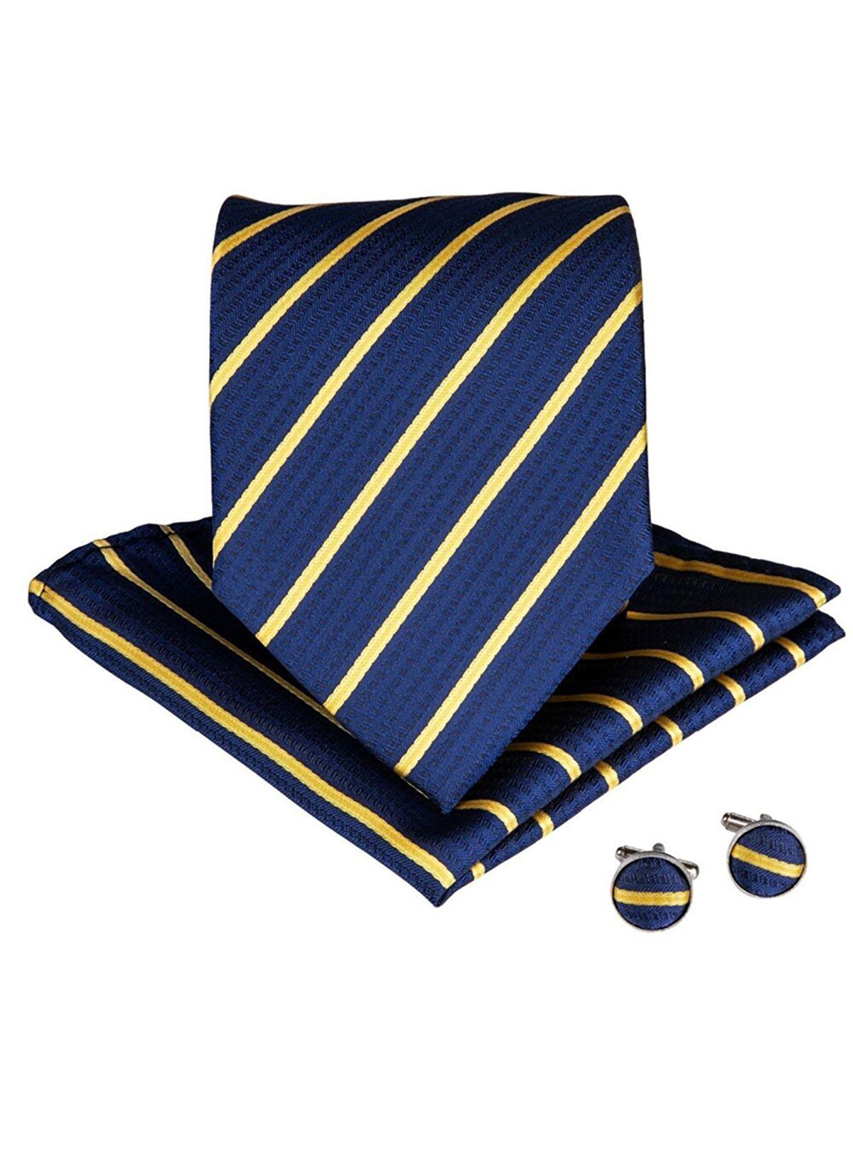 Set Corbata + Paño + Collera formal hombre. Modelo Blue Golden-3