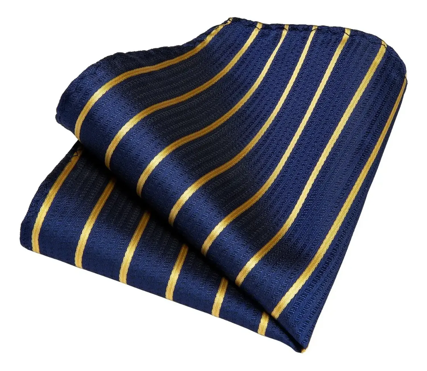 Corbata Seda Hombres, Paño Y Colleras. Modelo Blue Golden Azul Rayas 150 Cm-3