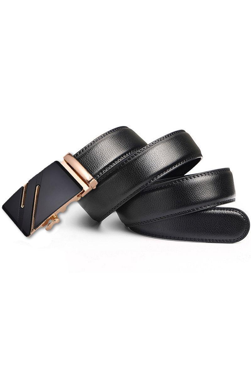 Cinturon ejecutivo automatico cuero negro hombre. Luxury Dorado-0