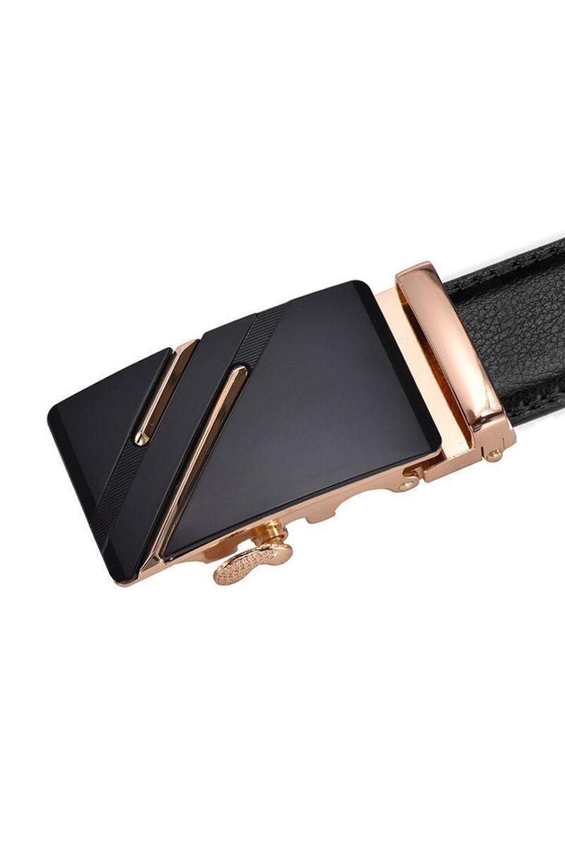 Cinturon ejecutivo automatico cuero negro hombre. Luxury Dorado-1