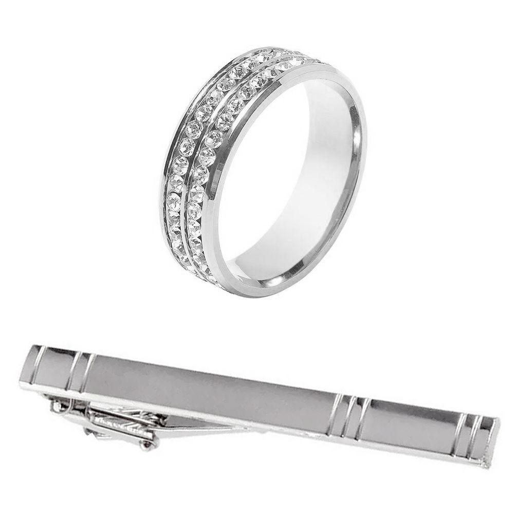Corbata Hombre Seda + Clip sujetador, anillo, paño, colleras en caja-4