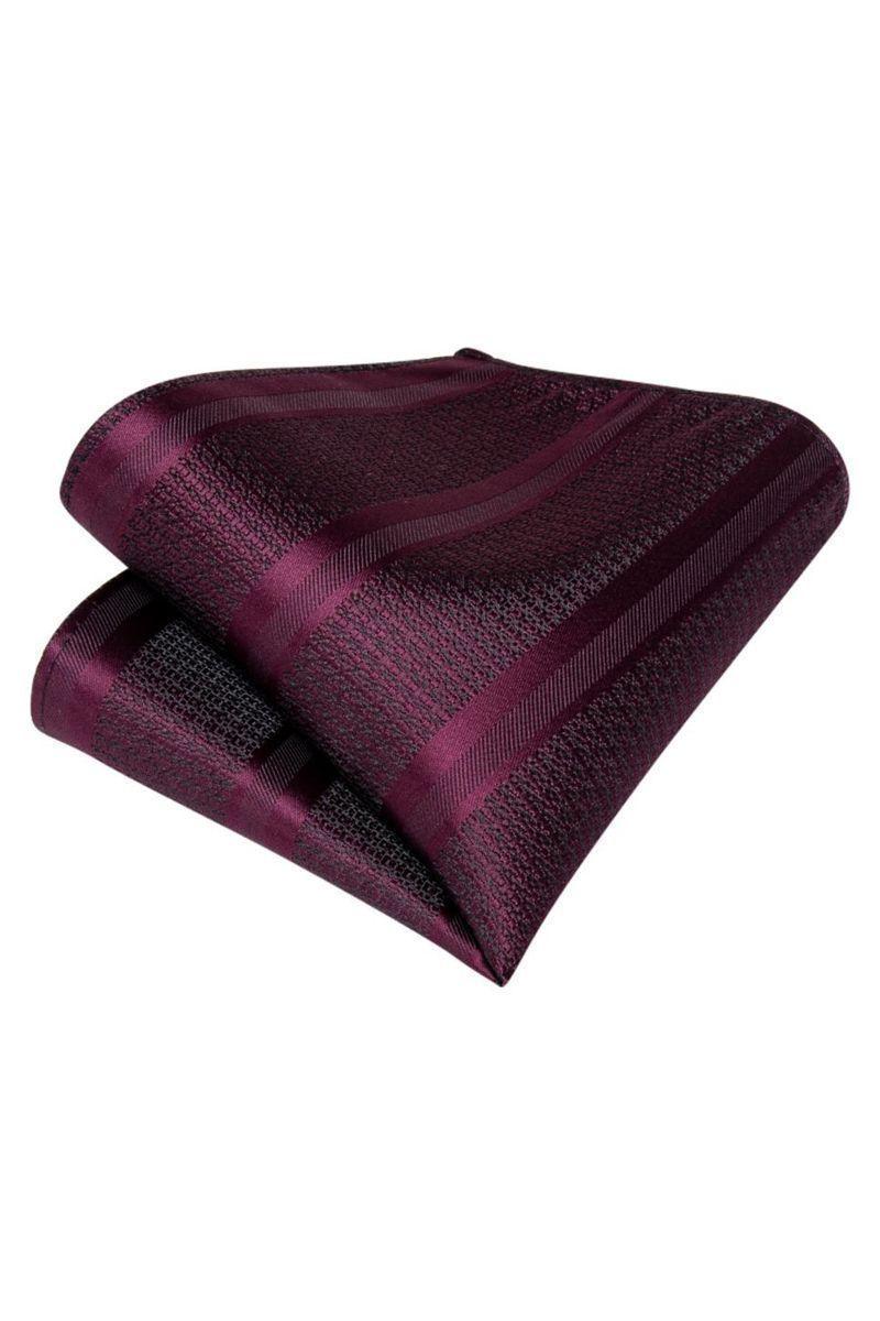 Set Corbata Gruesa Ascot + Paño + Collera formal hombre. Uva Negra-3