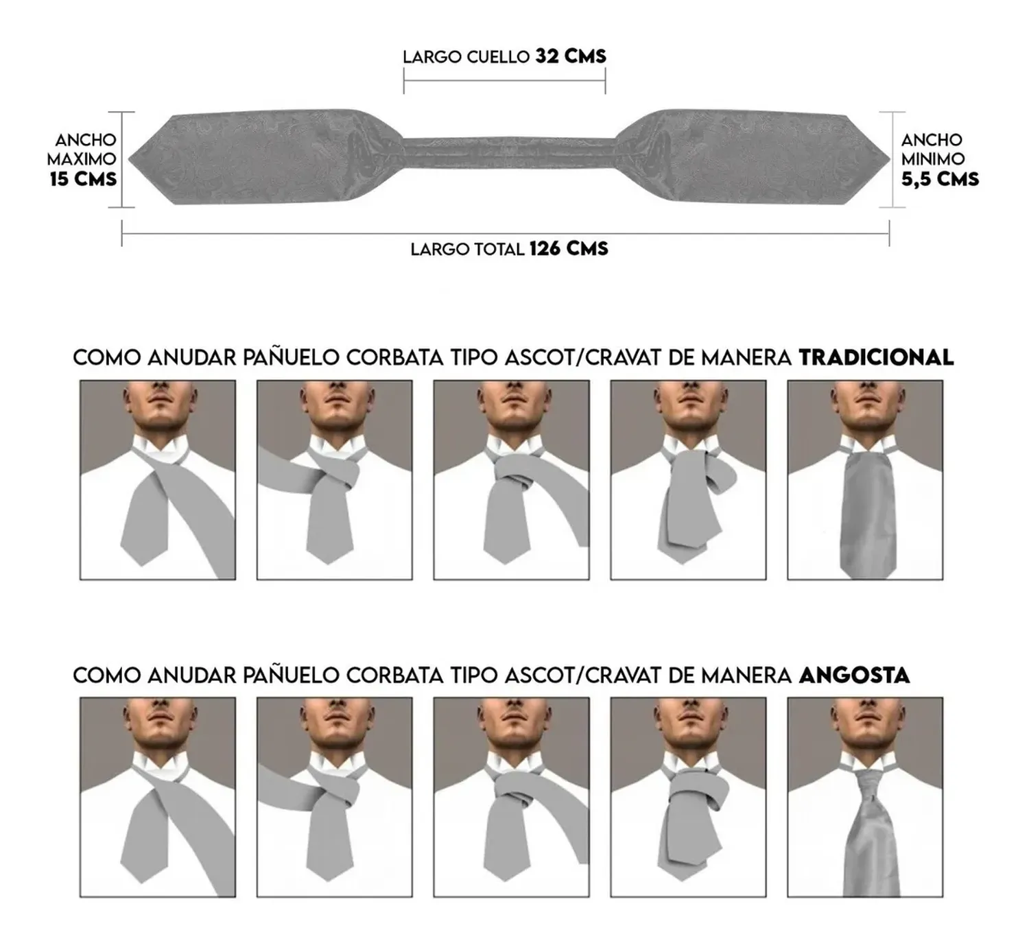 Set Corbata Gruesa Corbaton Ascot, Paño Y Colleras. Uva Negra-4