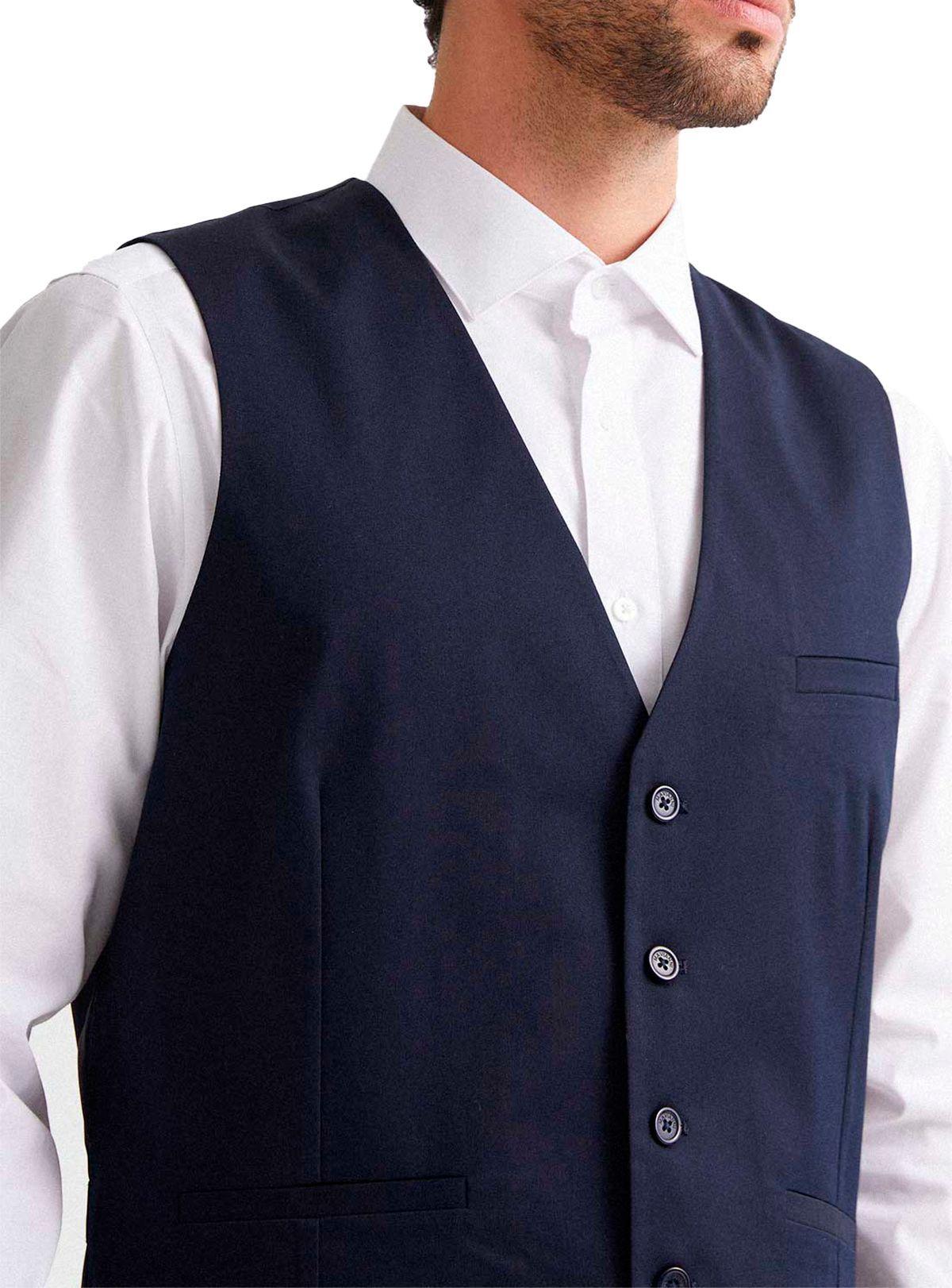Chaqueta Formal Gilet Hombre Clásico Azul Marino Sin Mangas Matrimonio-2