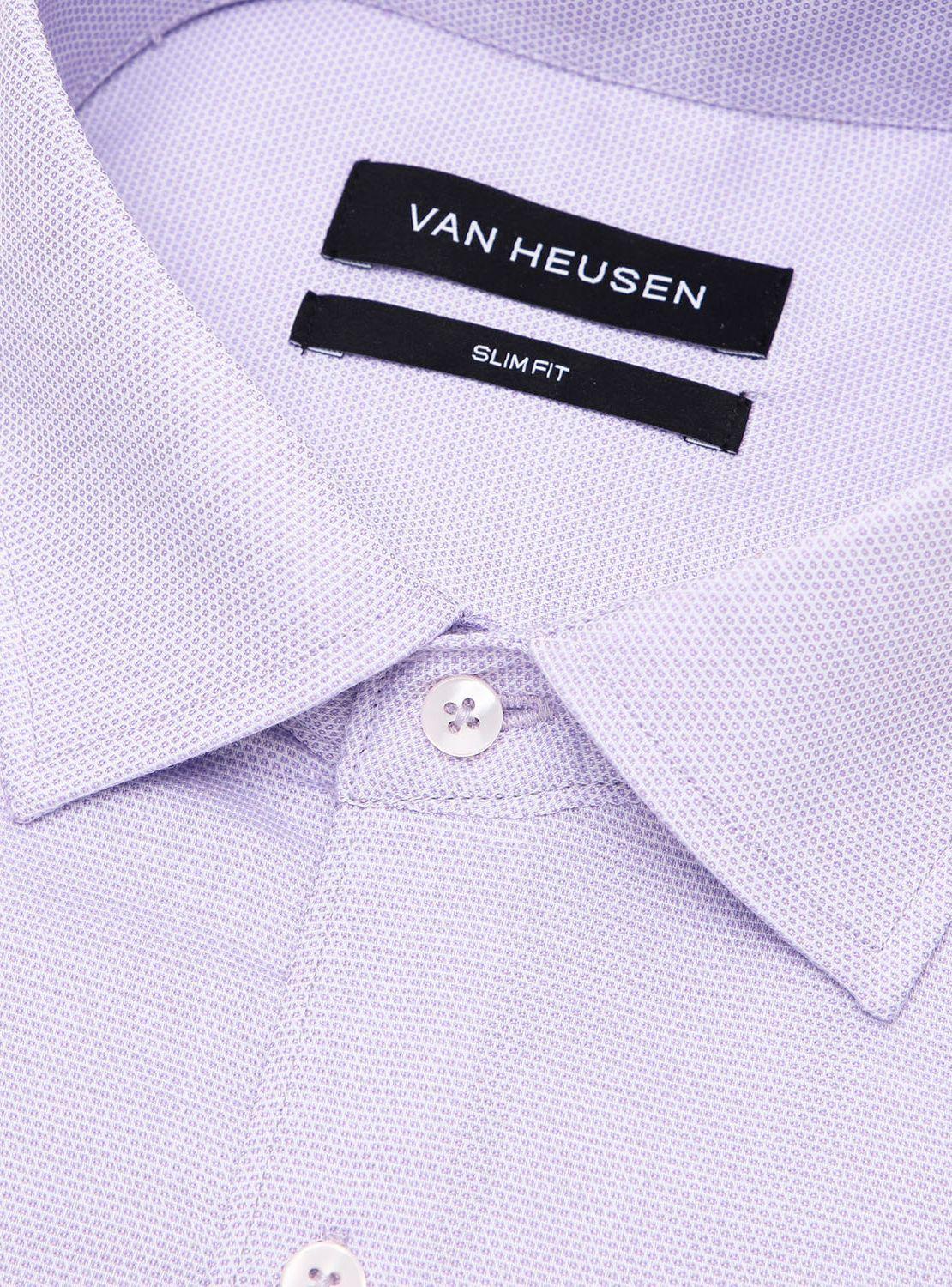 Camisa Hombre Slim Fit Formal Lila Claro Sin Bolsillo Cuello Italiano Van Heusen-1