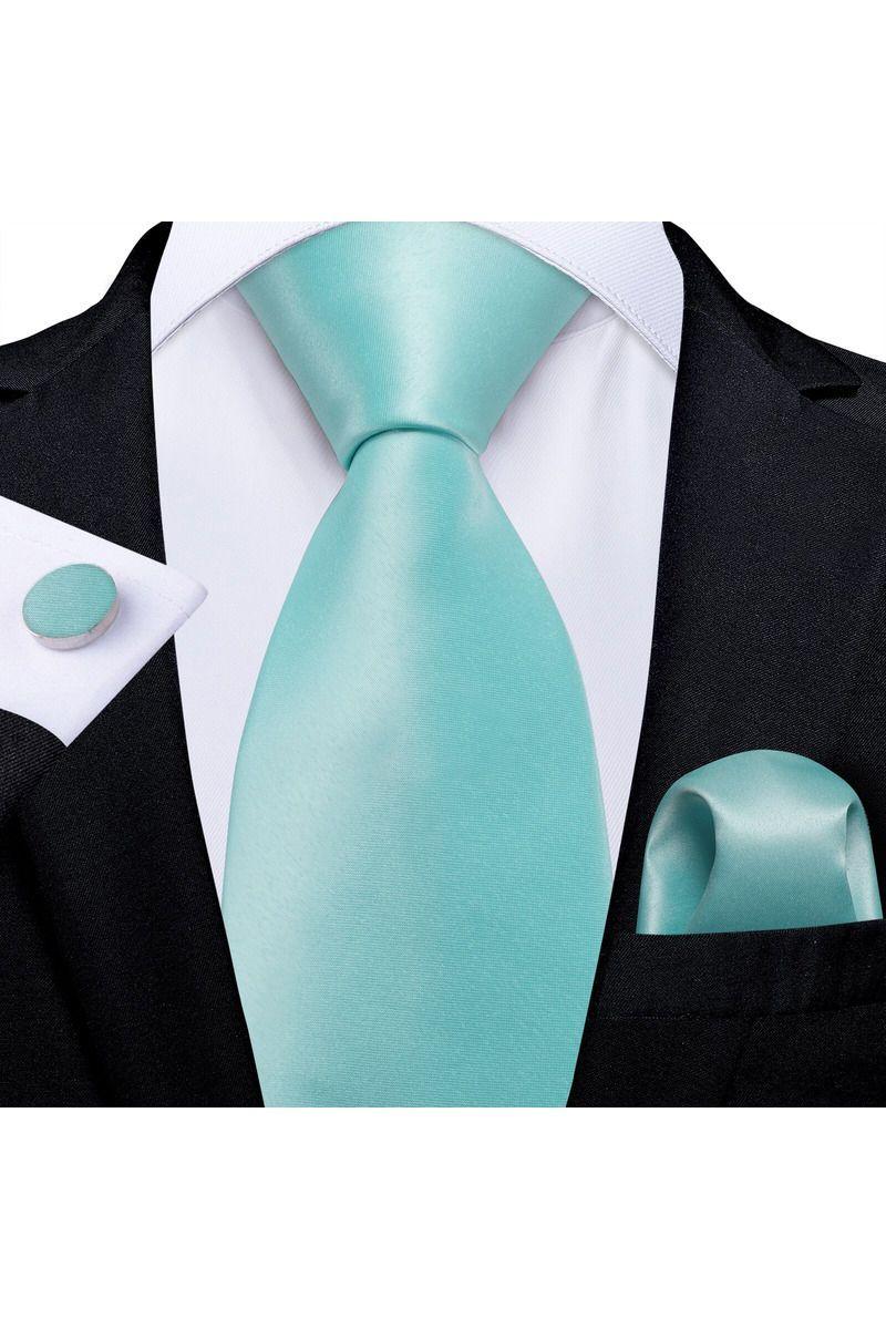 Corbata Hombre Seda + Paño + Colleras formal. Modelo Celeste Italiano-1