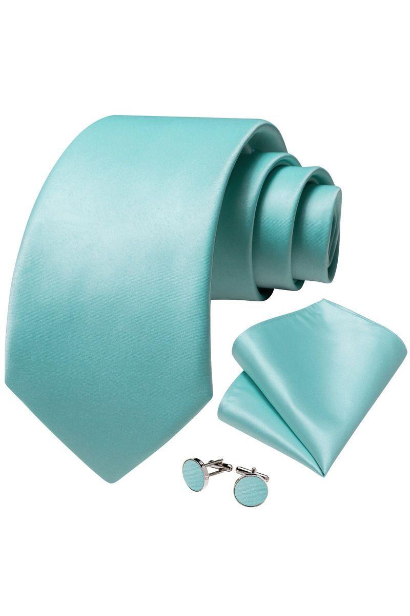 Corbata Hombre Seda + Paño + Colleras formal. Modelo Celeste Italiano-0