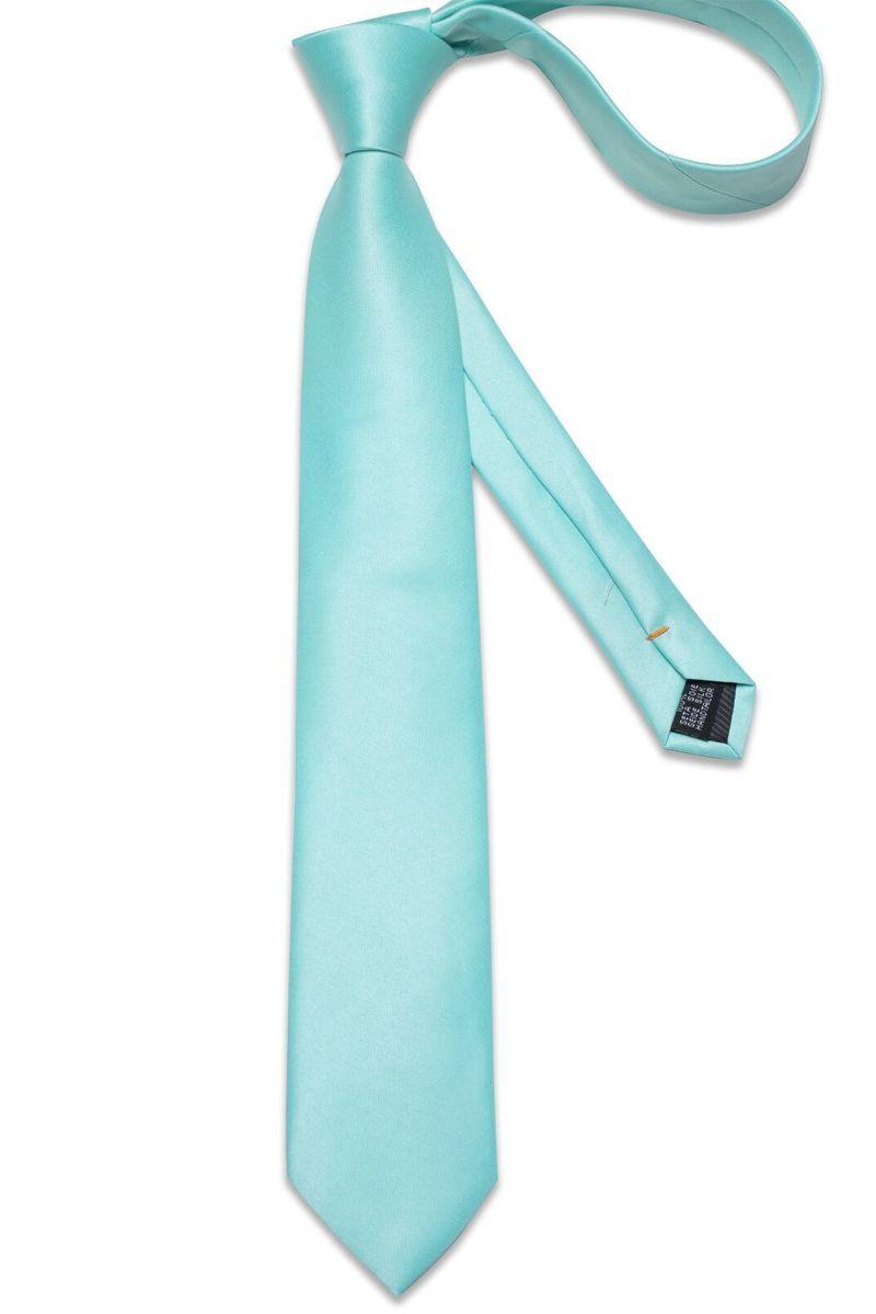 Corbata Hombre Seda + Paño + Colleras formal. Modelo Celeste Italiano-2