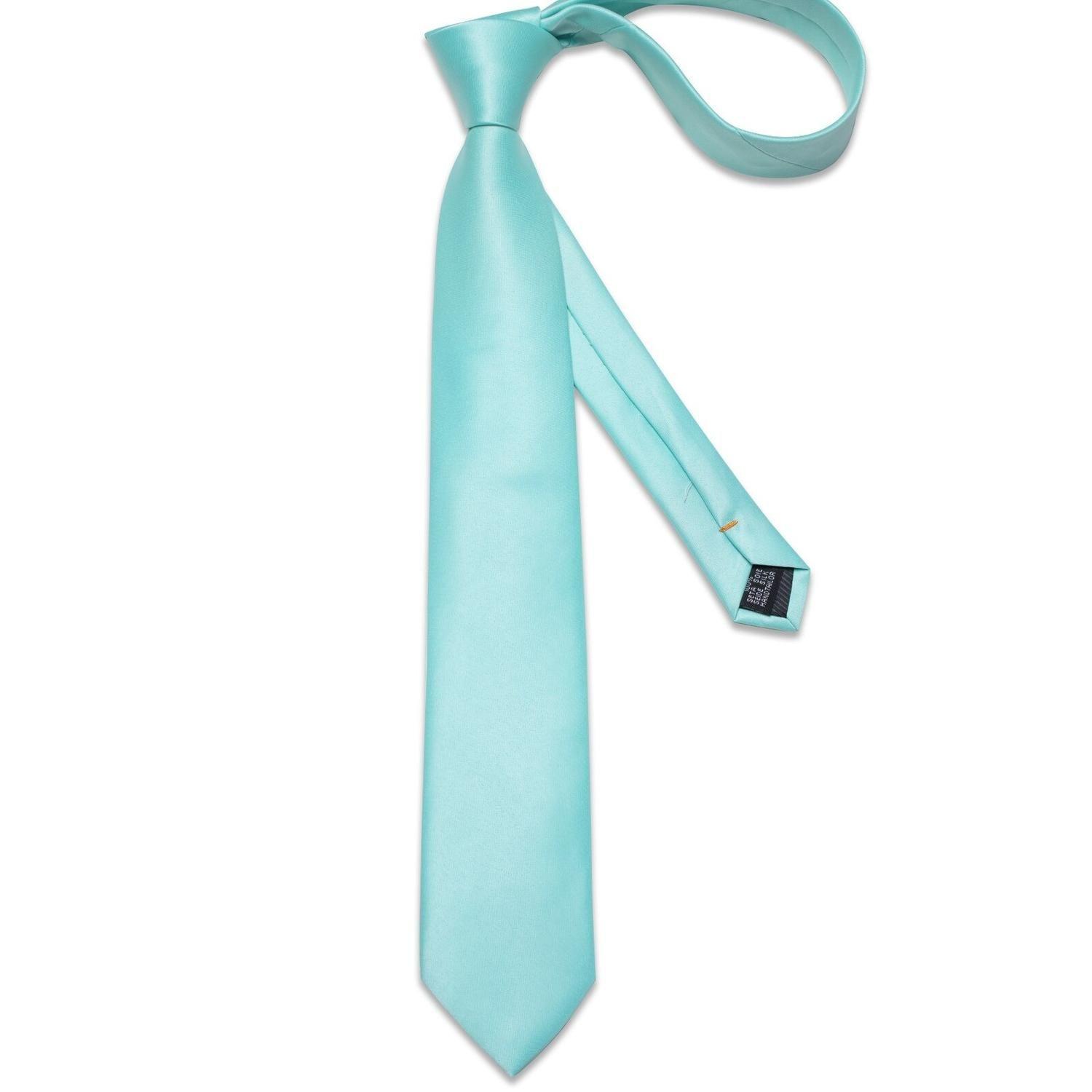 Corbata Celeste seda hombre con paño y colleras Celeste Italiano-3