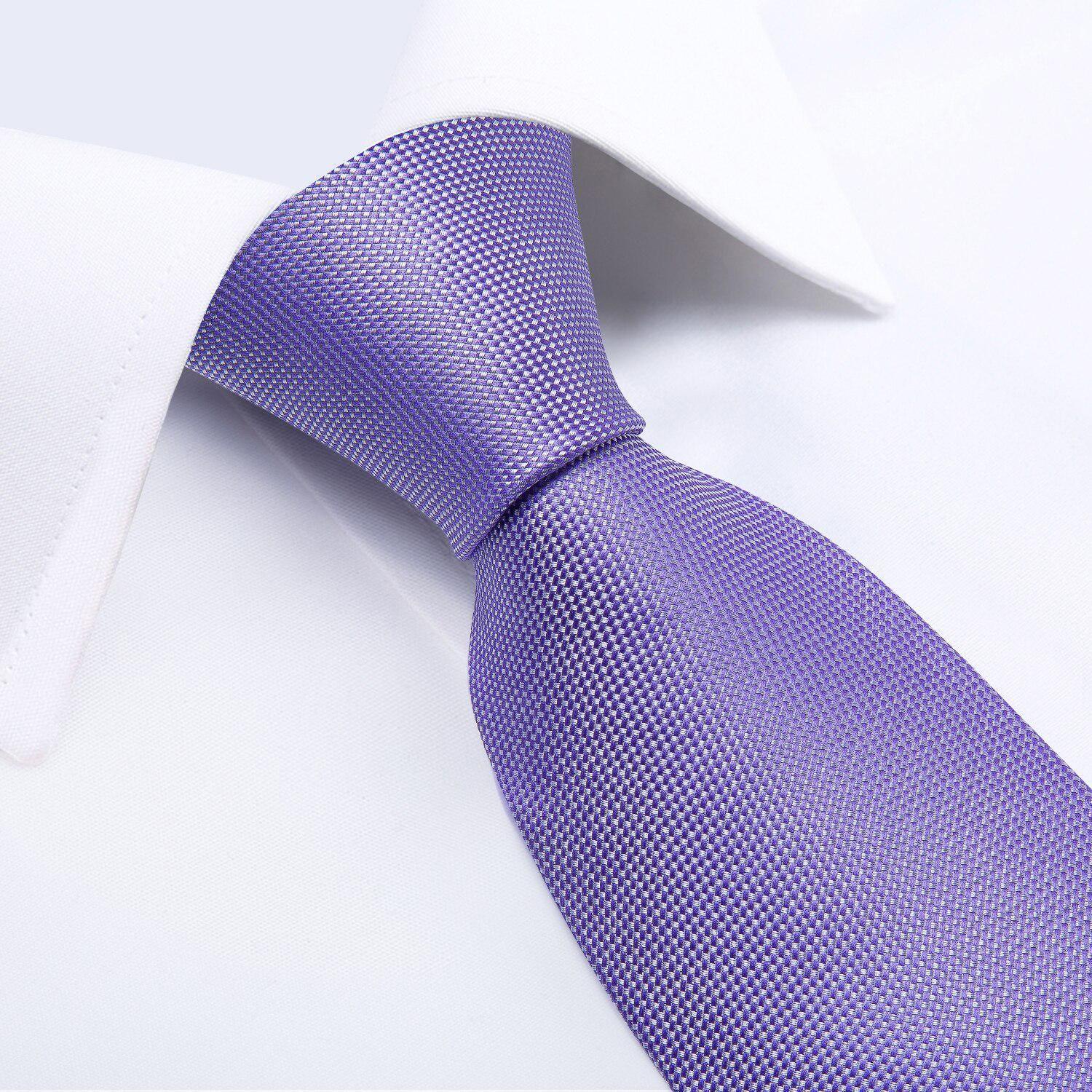 Corbata Lila hombre seda con pañuelo y colleras Modelo Lila Classic-2