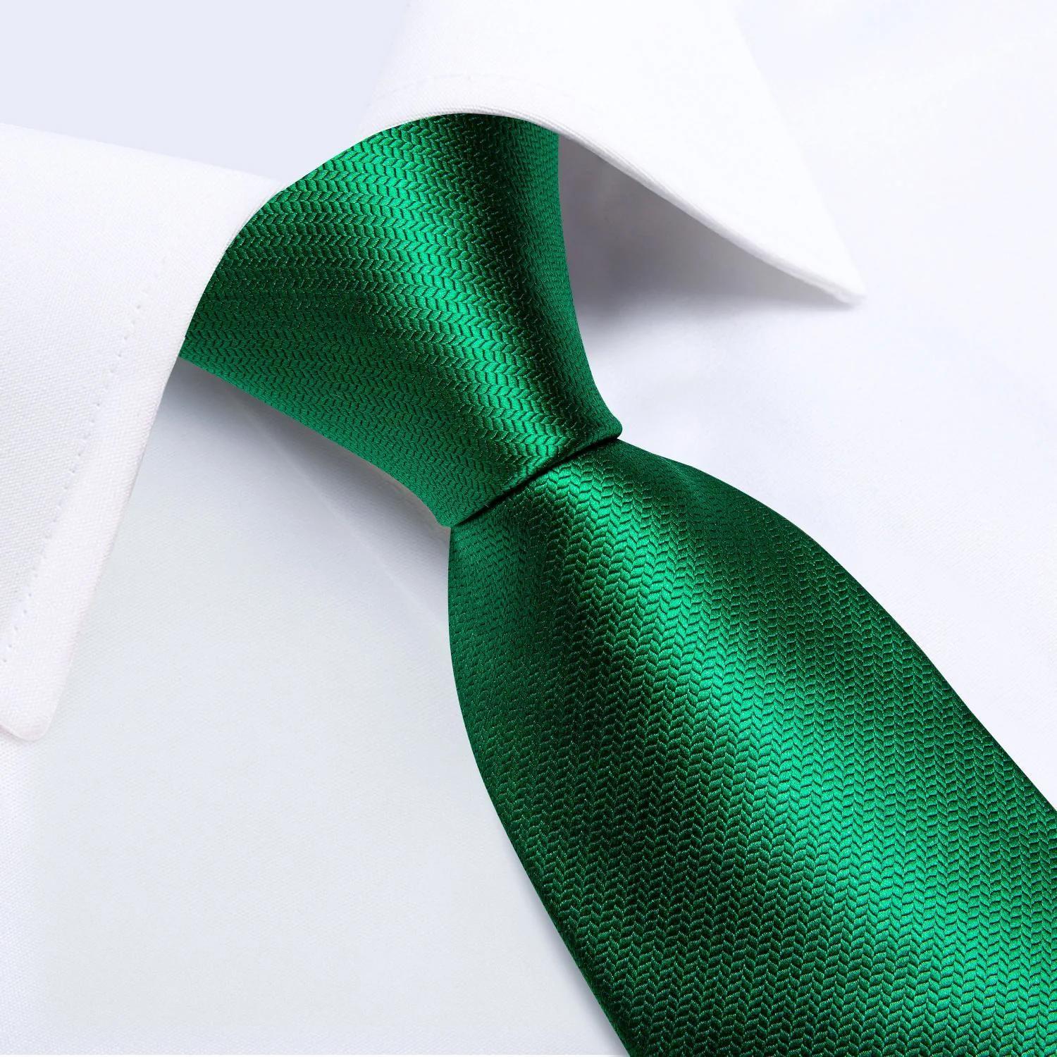 Corbata Verde hombre seda con paño y colleras Verde Metalico-2