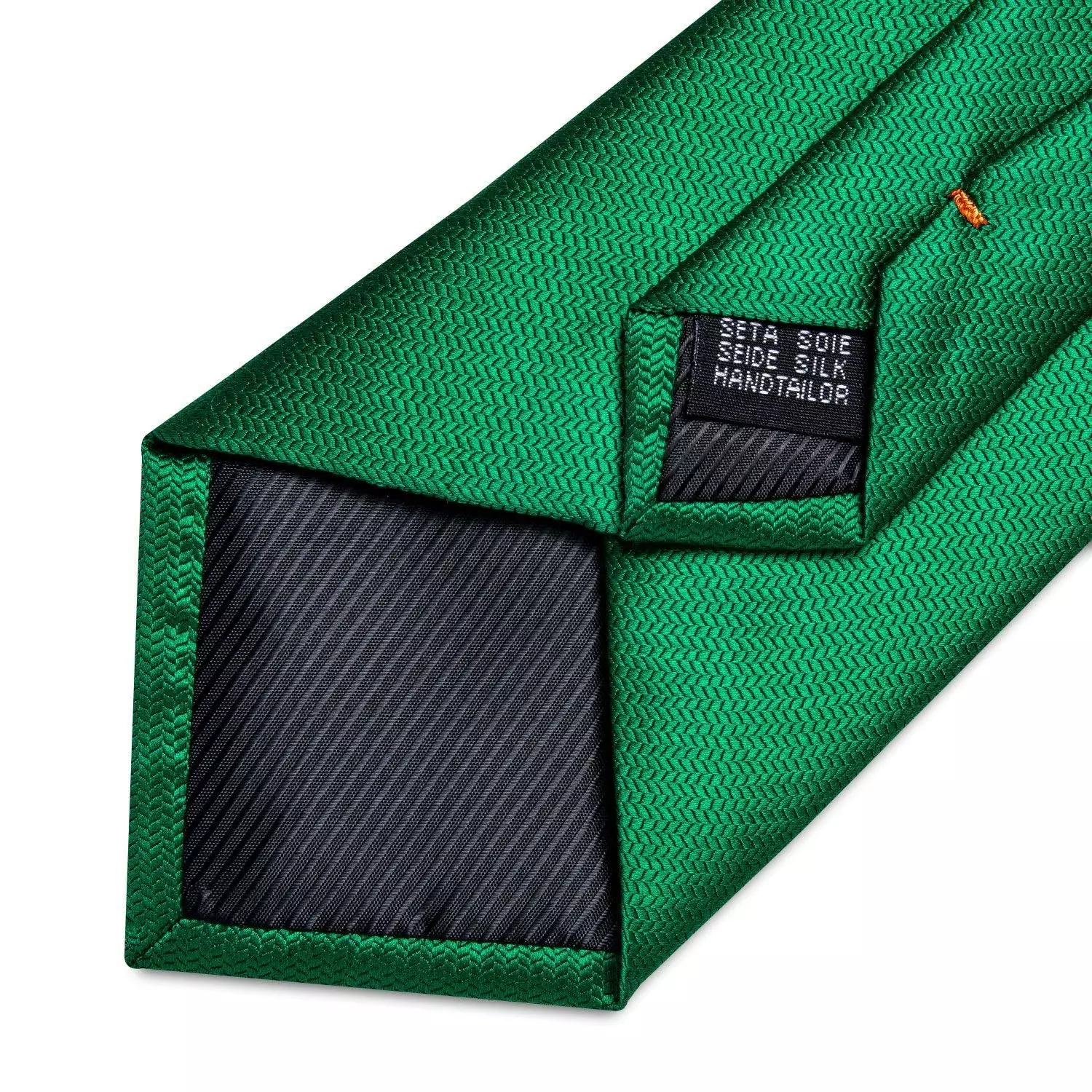 Corbata Verde hombre seda con paño y colleras Verde Metalico-4