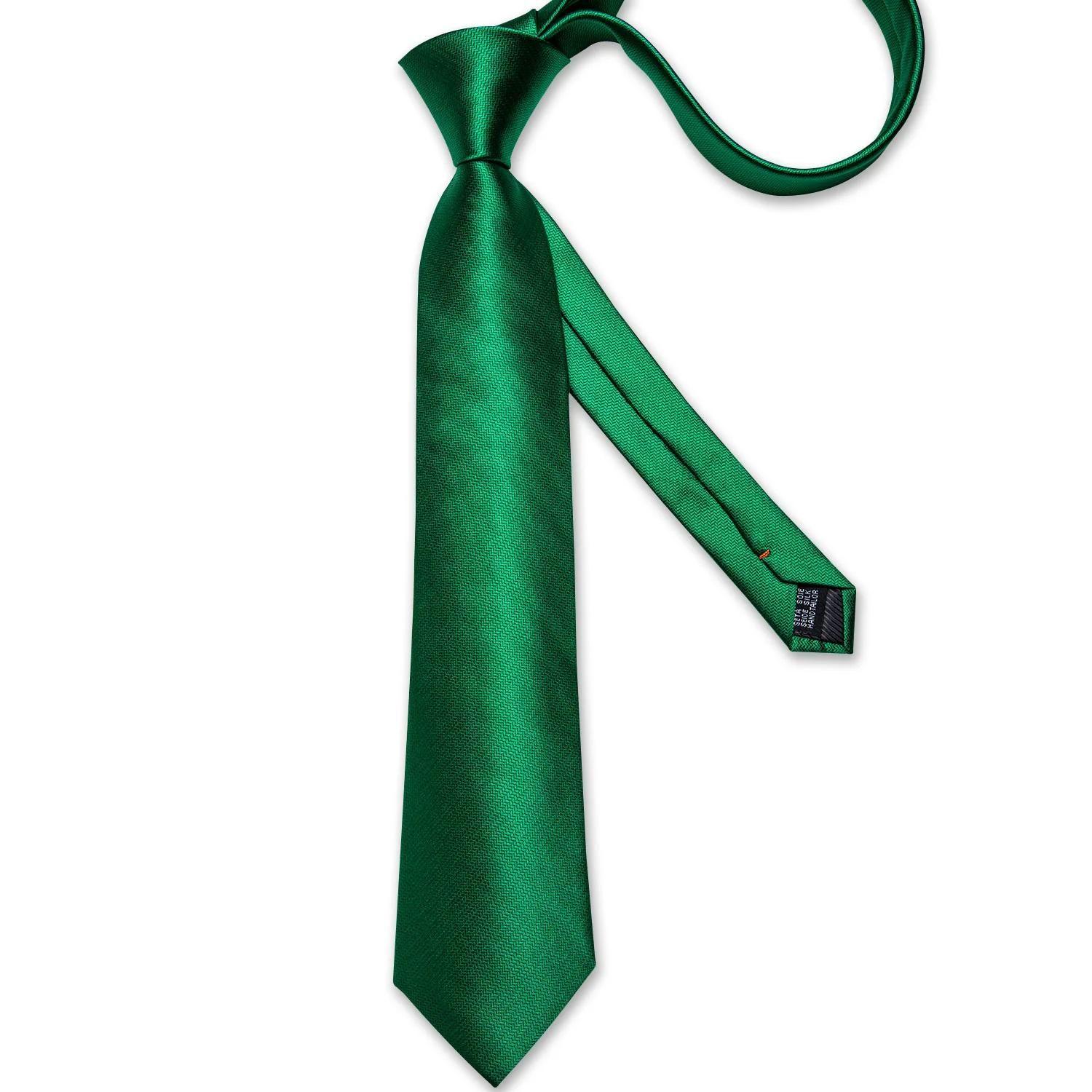 Corbata Verde hombre seda con paño y colleras Verde Metalico-5