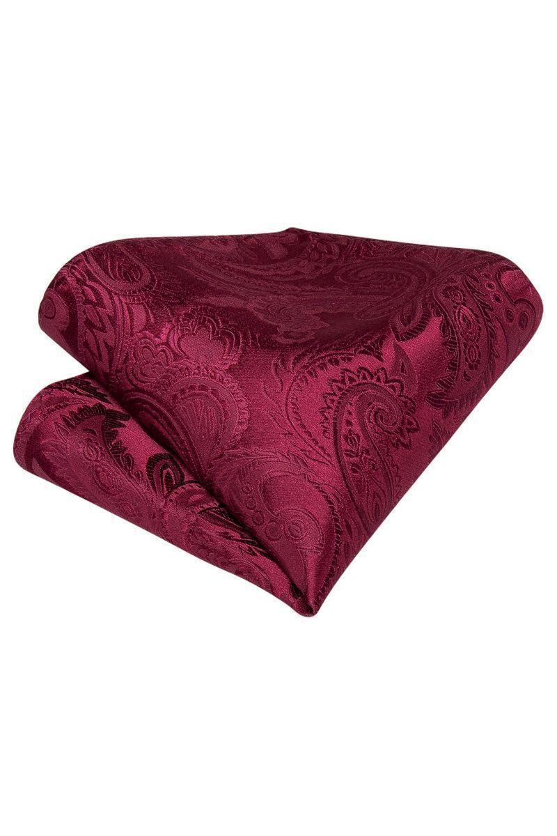 Set Corbata Gruesa Ascot + Paño + Collera formal hombre. Vinotinto-3