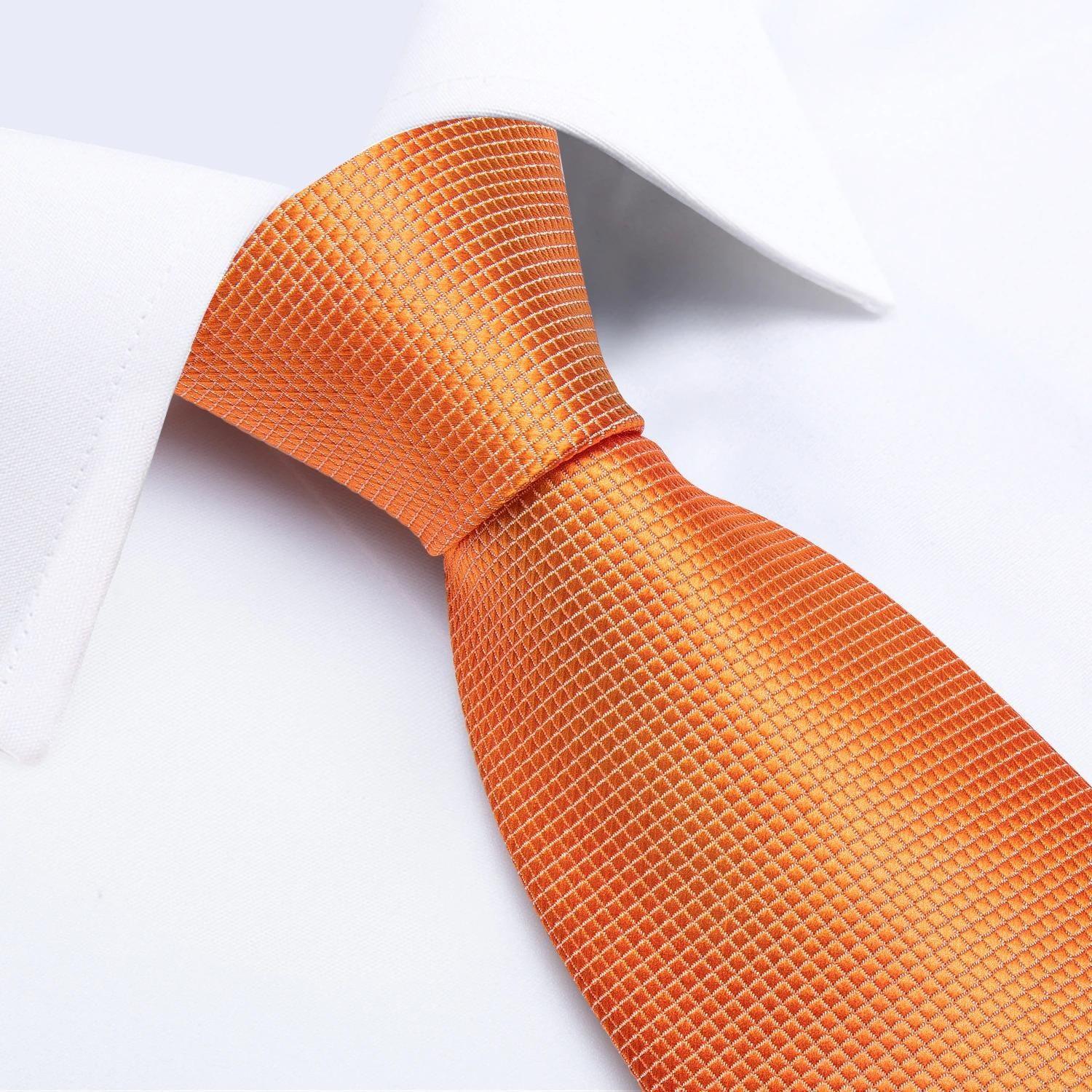 Corbata naranja formal seda hombre paño y colleras Naranjo Classic-2