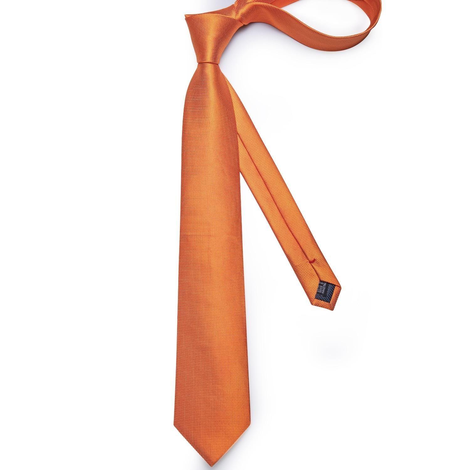 Corbata naranja formal seda hombre paño y colleras Naranjo Classic-5