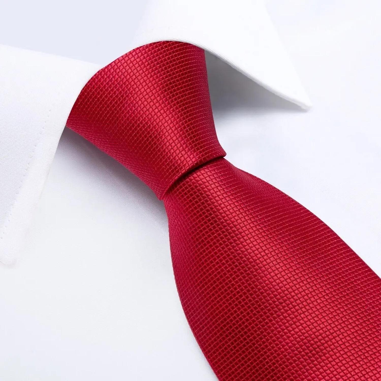 Corbata Roja Hombres, Paño Y Colleras. Rojo Classic.-2