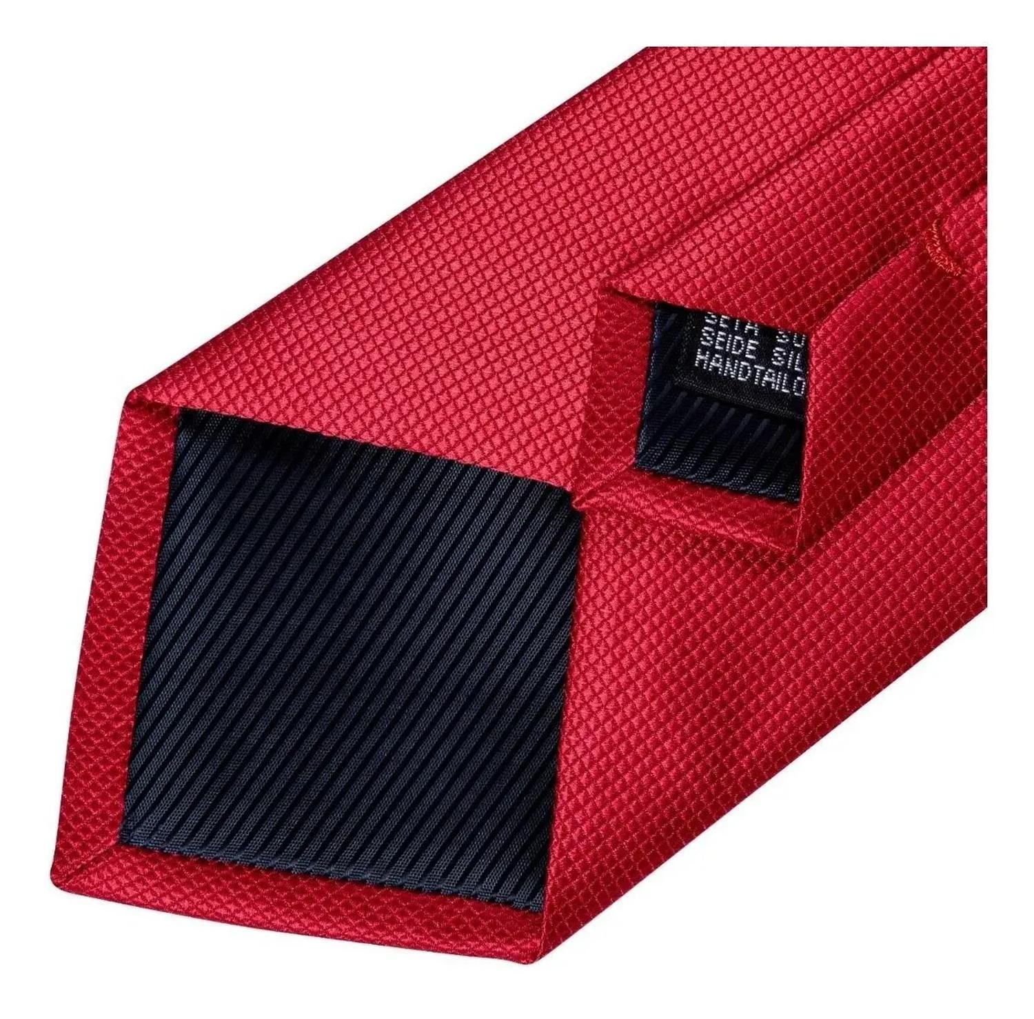 Corbata Roja Hombres, Paño Y Colleras. Rojo Classic.-4