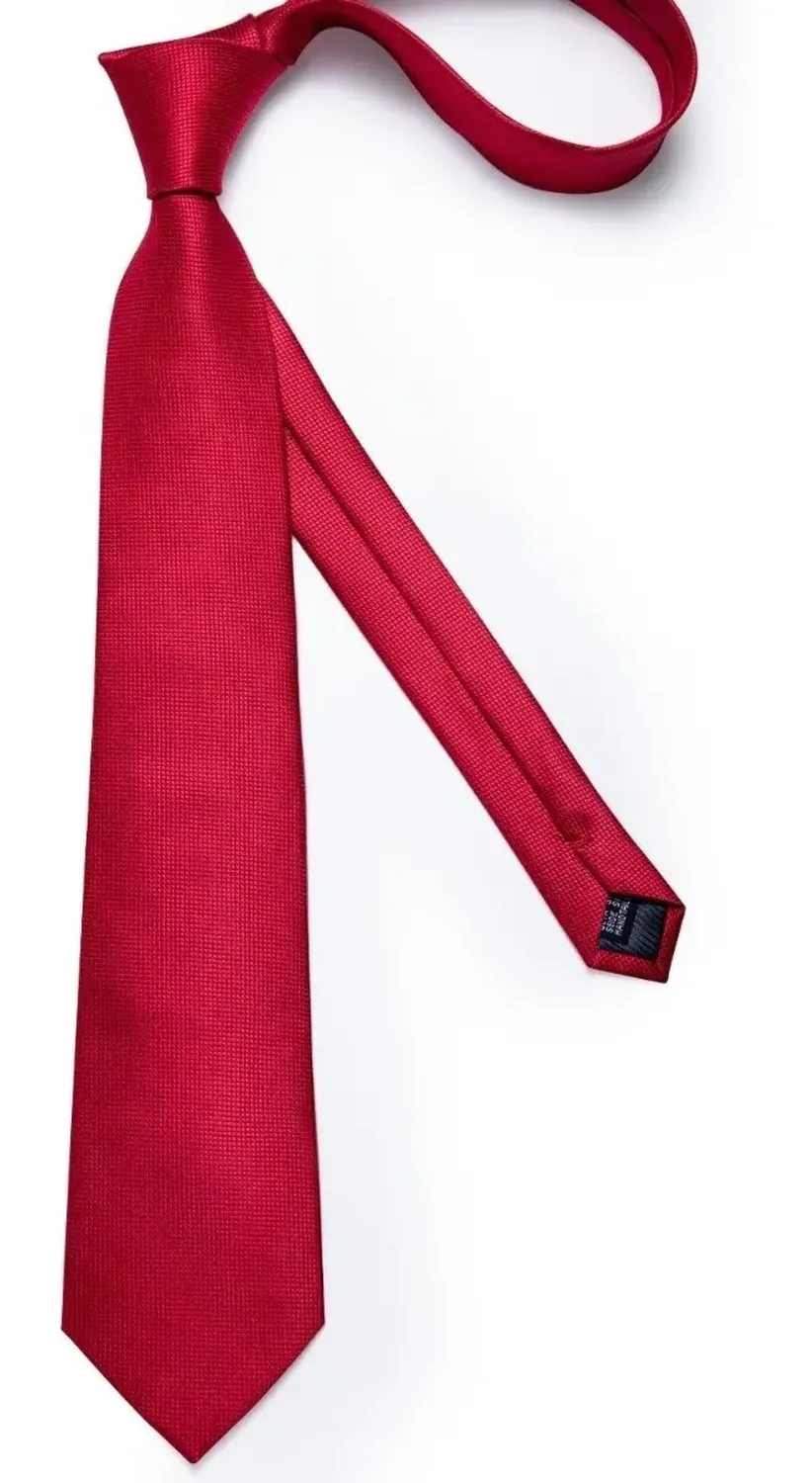 Corbata Roja Hombres, Paño Y Colleras. Rojo Classic.-5