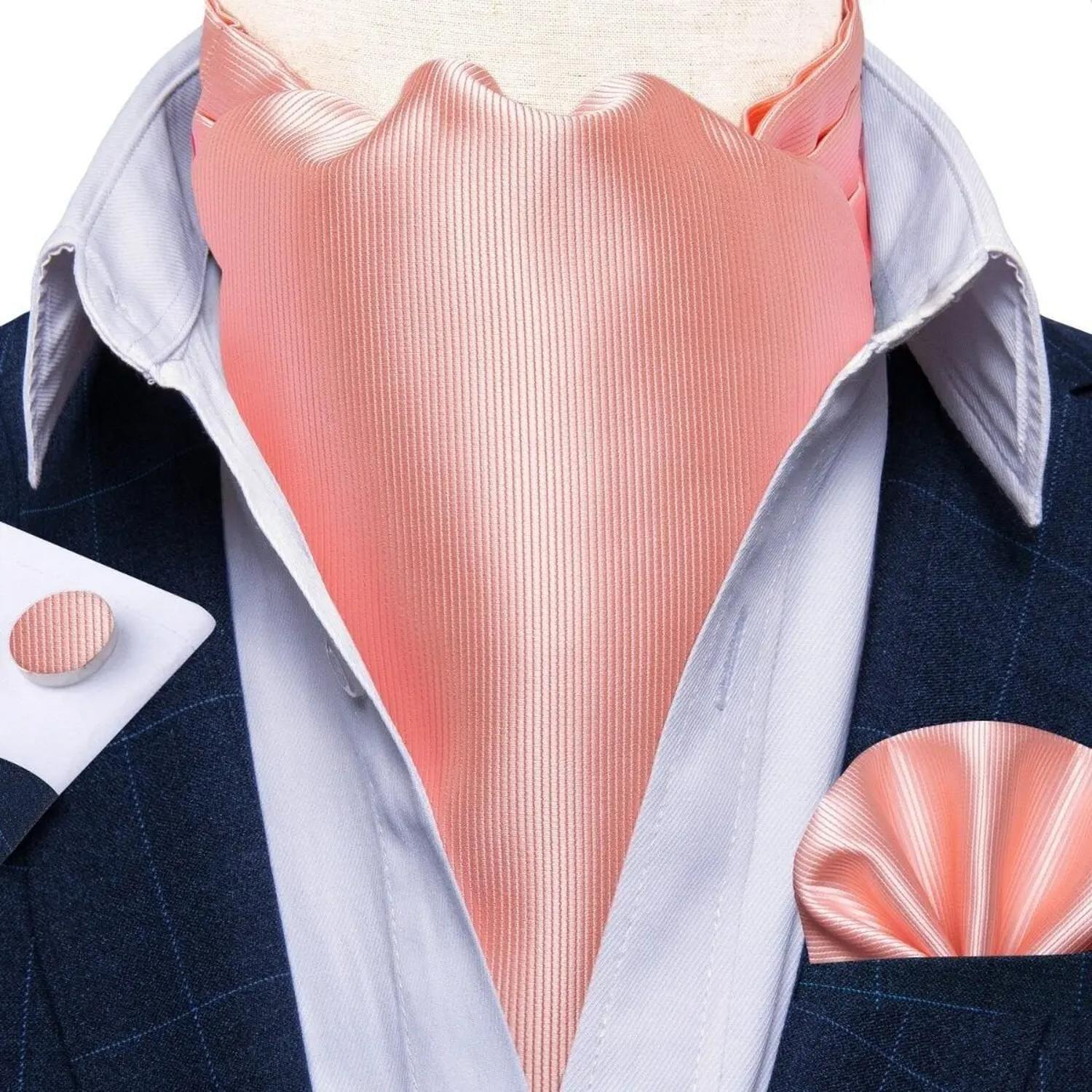 Corbata Ascot Corbaton Formal, Paño Y Colleras. Rosa Classic-4