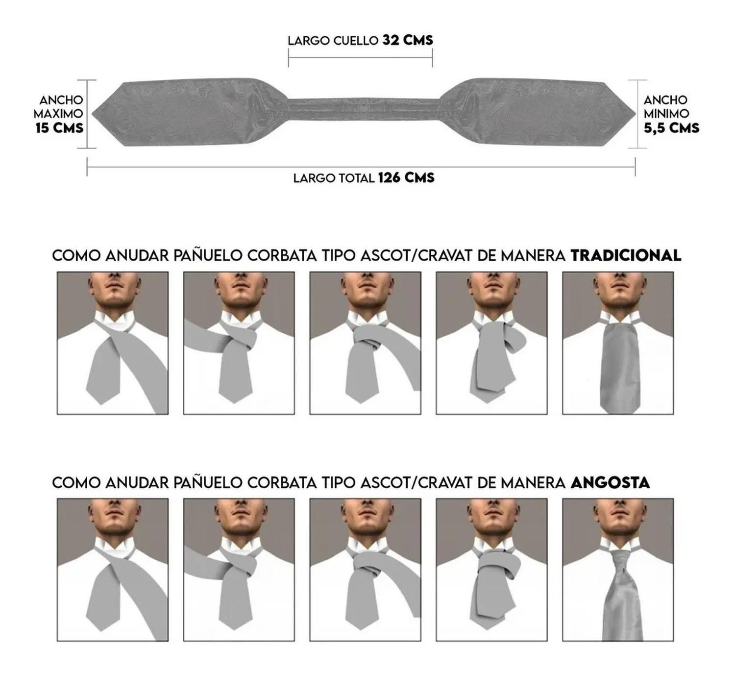 Corbata Ascot Corbaton Formal, Paño Y Colleras. Rosa Classic-5