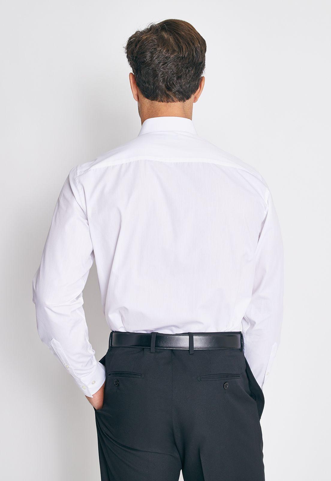 Camisa Blanca Hombre Formal Cuello Italiano Bolsillo Trabajo Oficina-2
