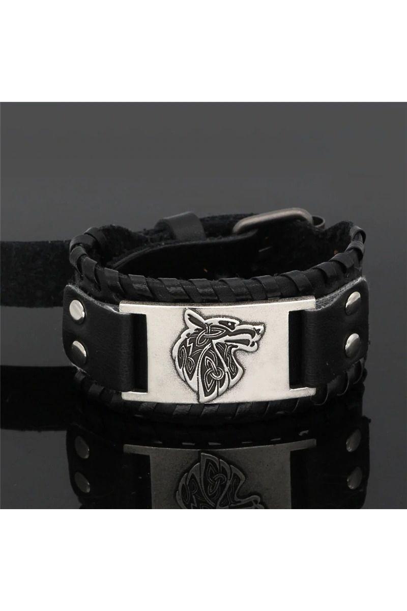 Pulsera cuero ajustable. Modelo Lonewolf Negro-2
