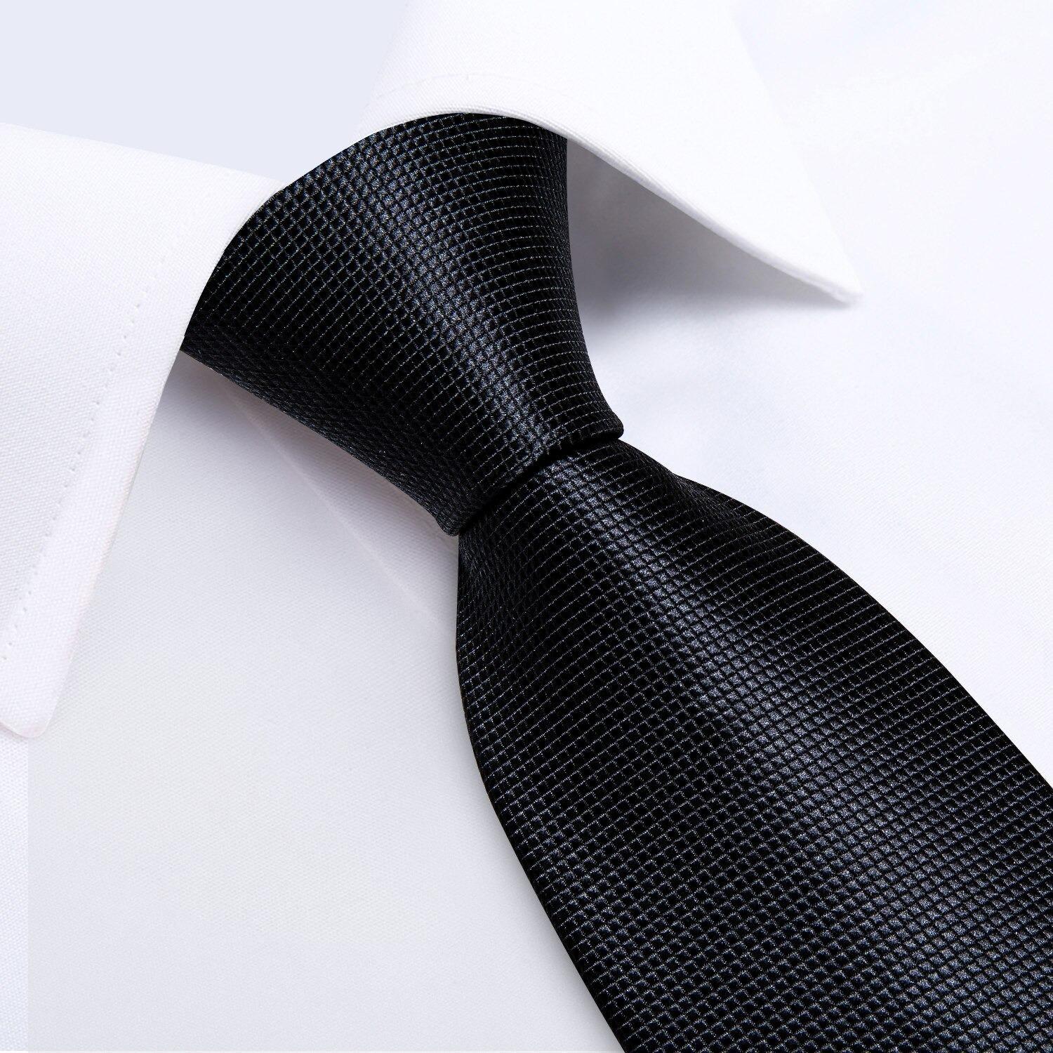 Corbata negra formal seda hombre paño y colleras Modelo Negro Classic-2
