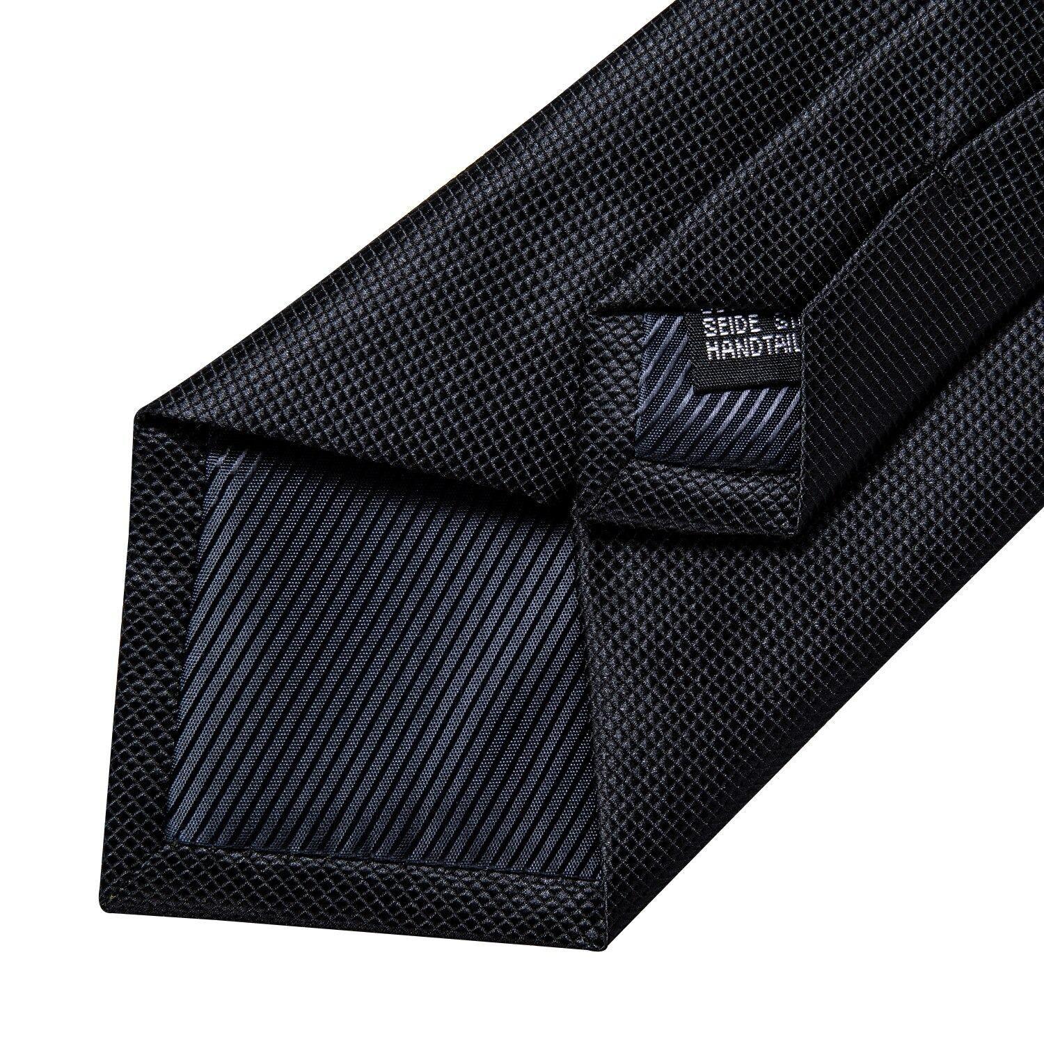 Corbata negra formal seda hombre paño y colleras Modelo Negro Classic-3
