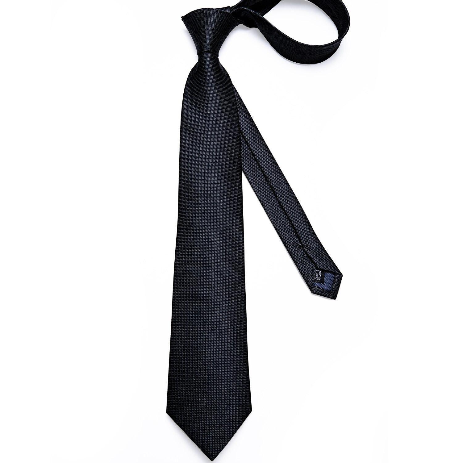 Corbata negra formal seda hombre paño y colleras Modelo Negro Classic-5