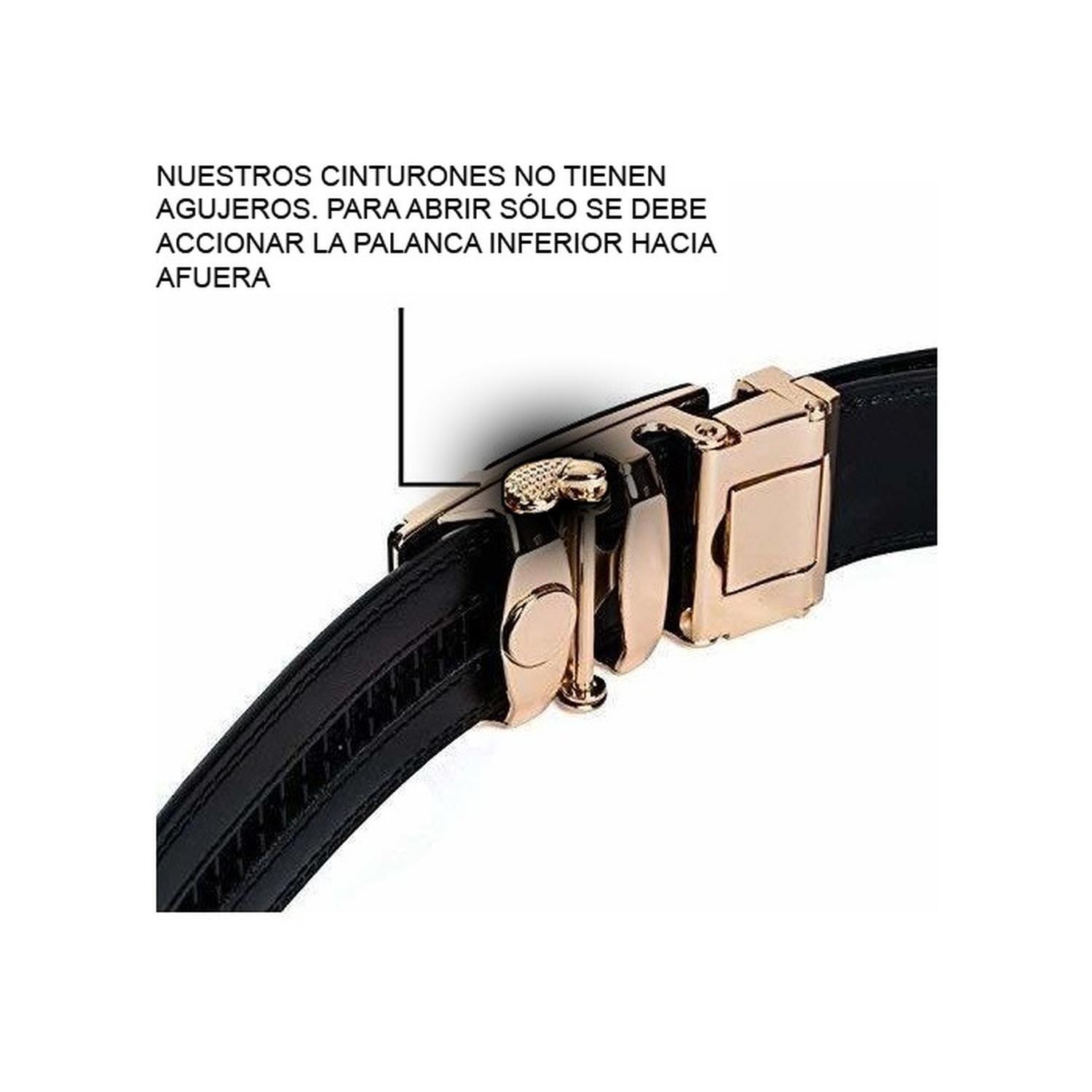 Cinturón ejecutivo hombre hebilla automática modelo Pure Golden-5