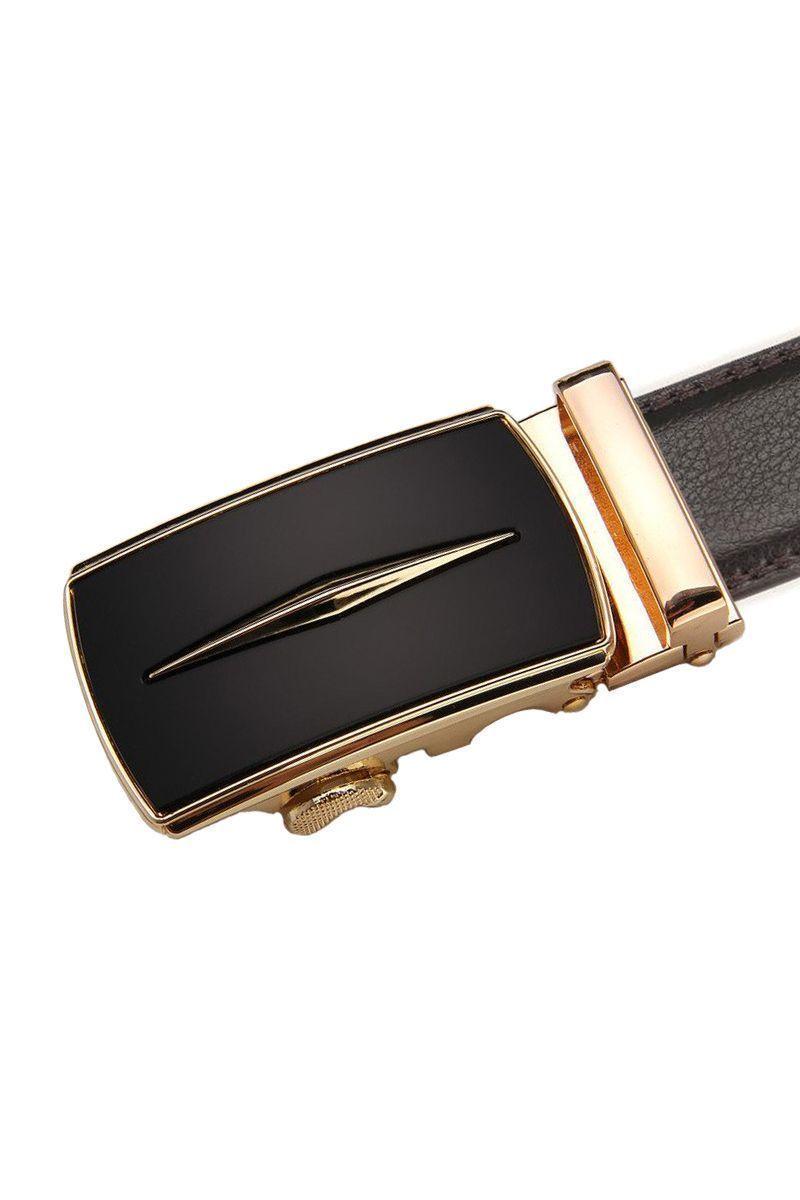 Cinturon ejecutivo automatico cuero café hombre. Coupe Dorado-1