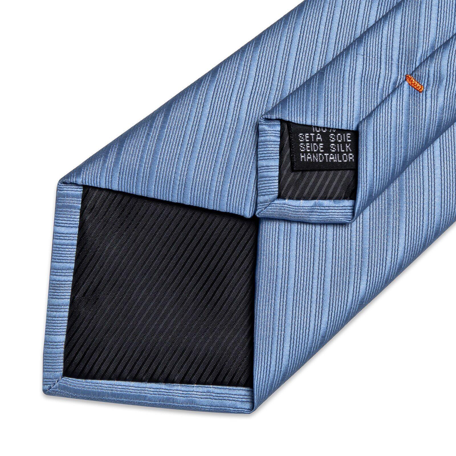 Corbata Hombre Seda + Paño + Colleras formal. Modelo Celeste Silver-3