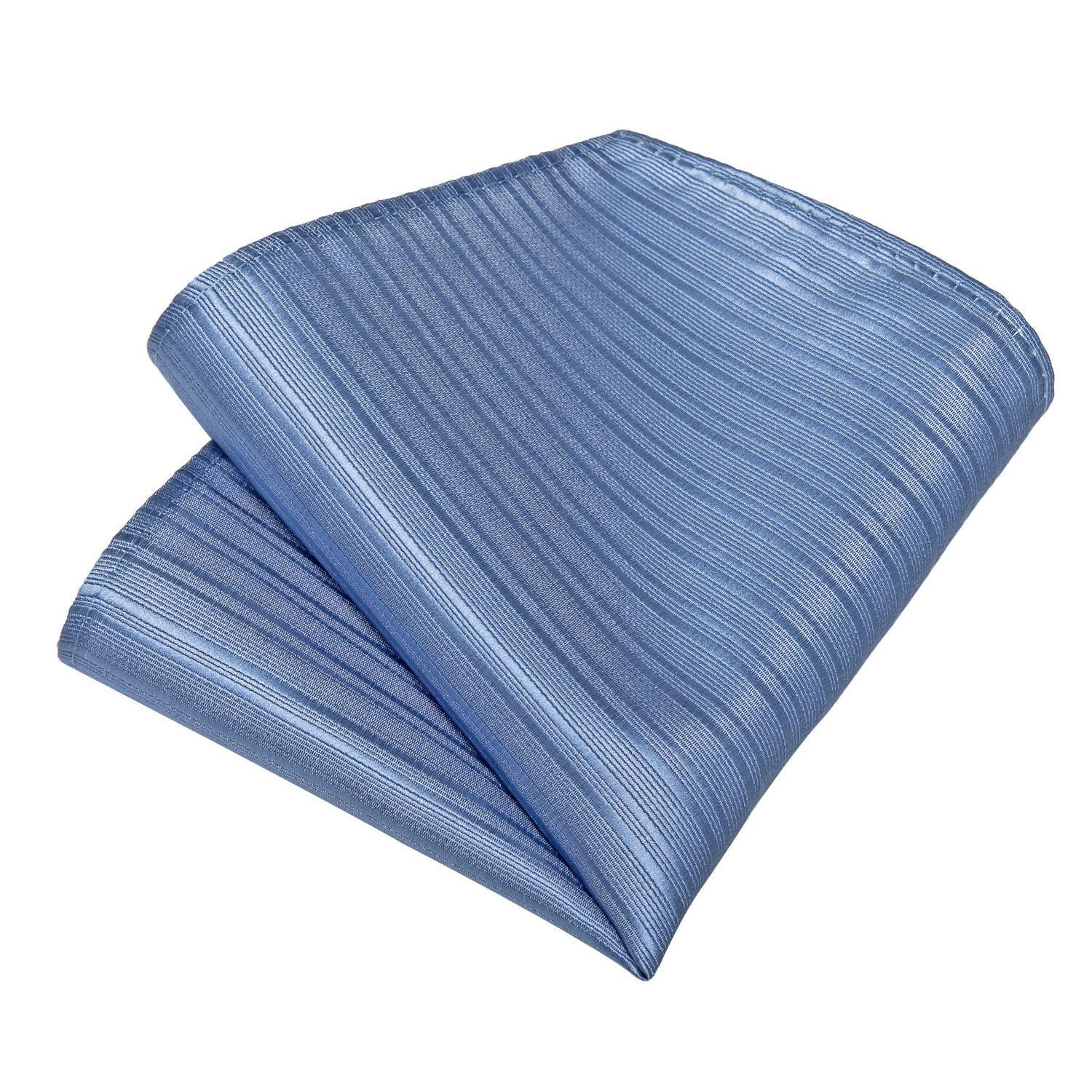 Corbata hombre Seda con paño y colleras Modelo Celeste Silver-4